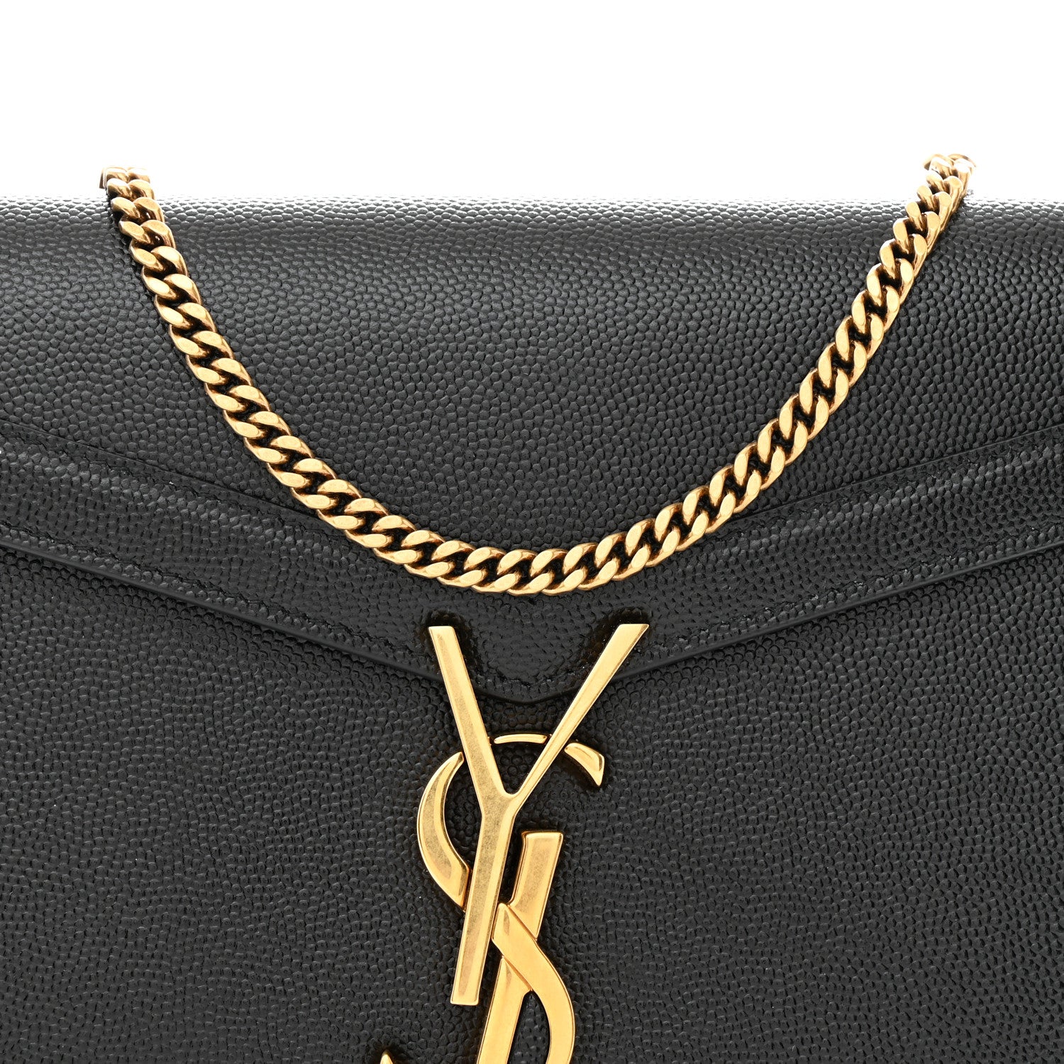 Saint Laurent Grain De Poudre Monogram Cassandra Chain Wallet Black 8 of 11