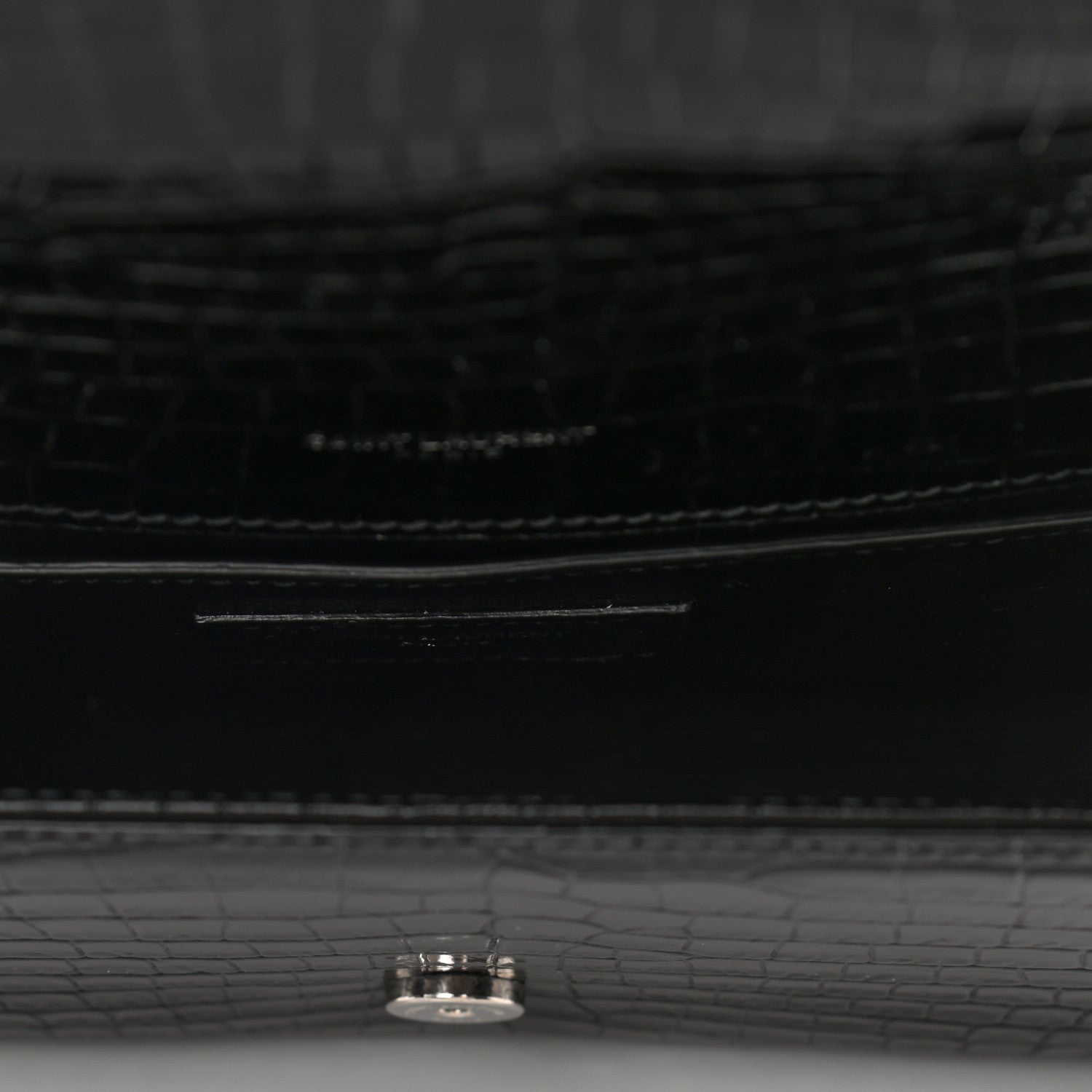 Saint Laurent Calfskin Crocodile Embossed Small Classic Monogram Kate Tassel Satchel Black 5 of 9