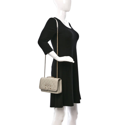 Chanel Caviar Quilted Small CC Filigree Flap Beige 2 of 10