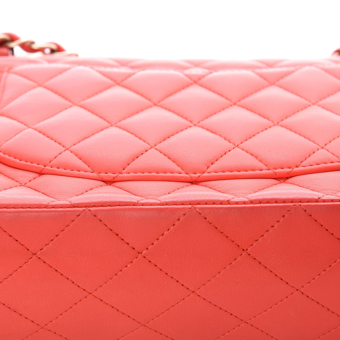 Lambskin Quilted Medium Double Flap Red