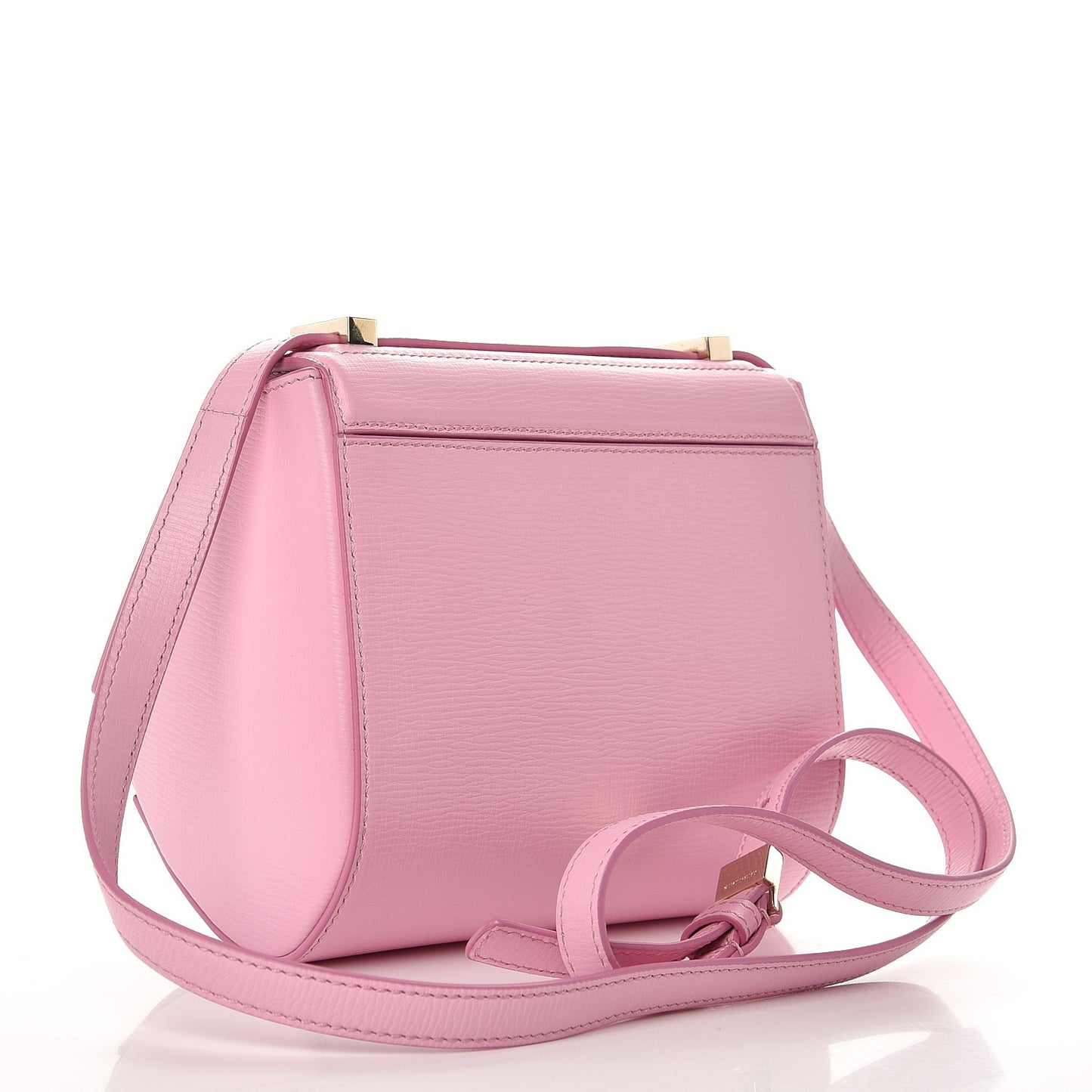 Textured Calfskin Mini Pandora Box Crossbody Bag Bright Pink