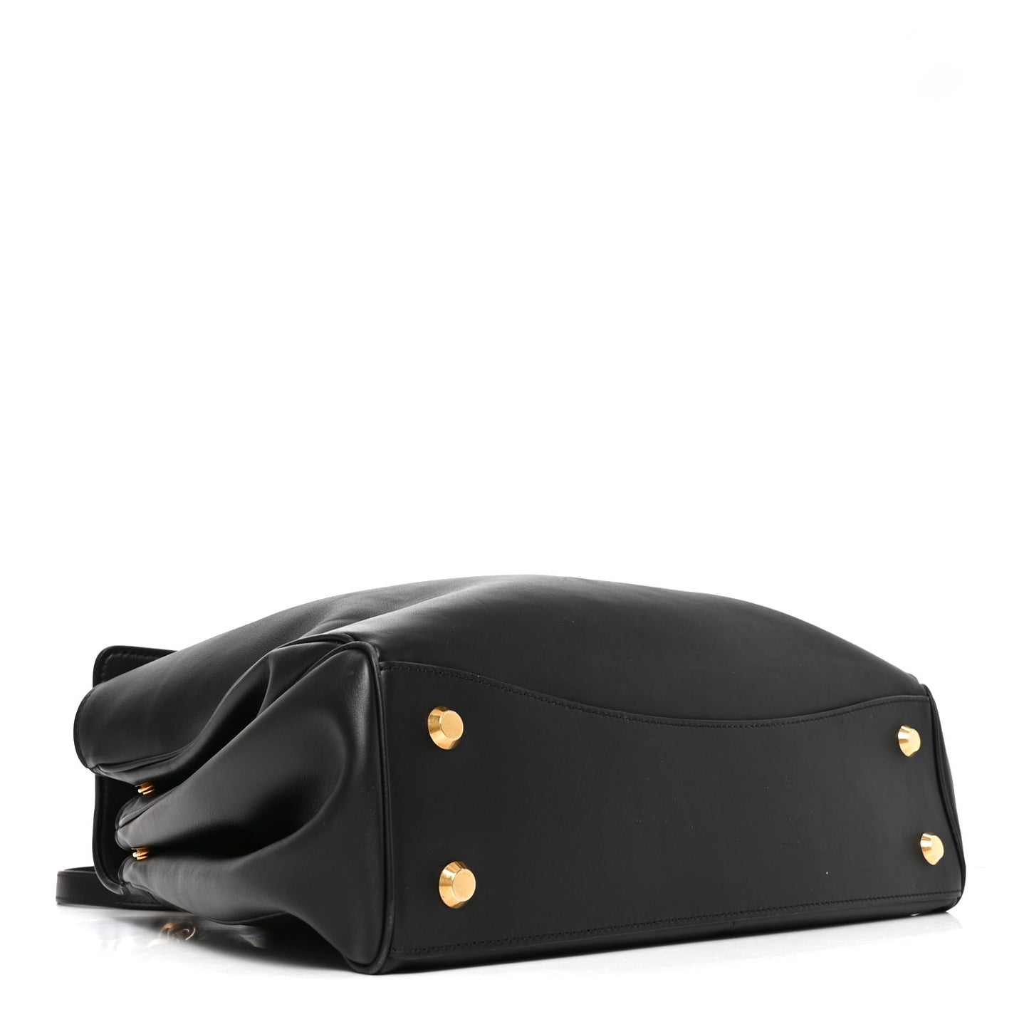 Natural Smooth Calfskin Medium Rodeo Top Handle Handbag Black