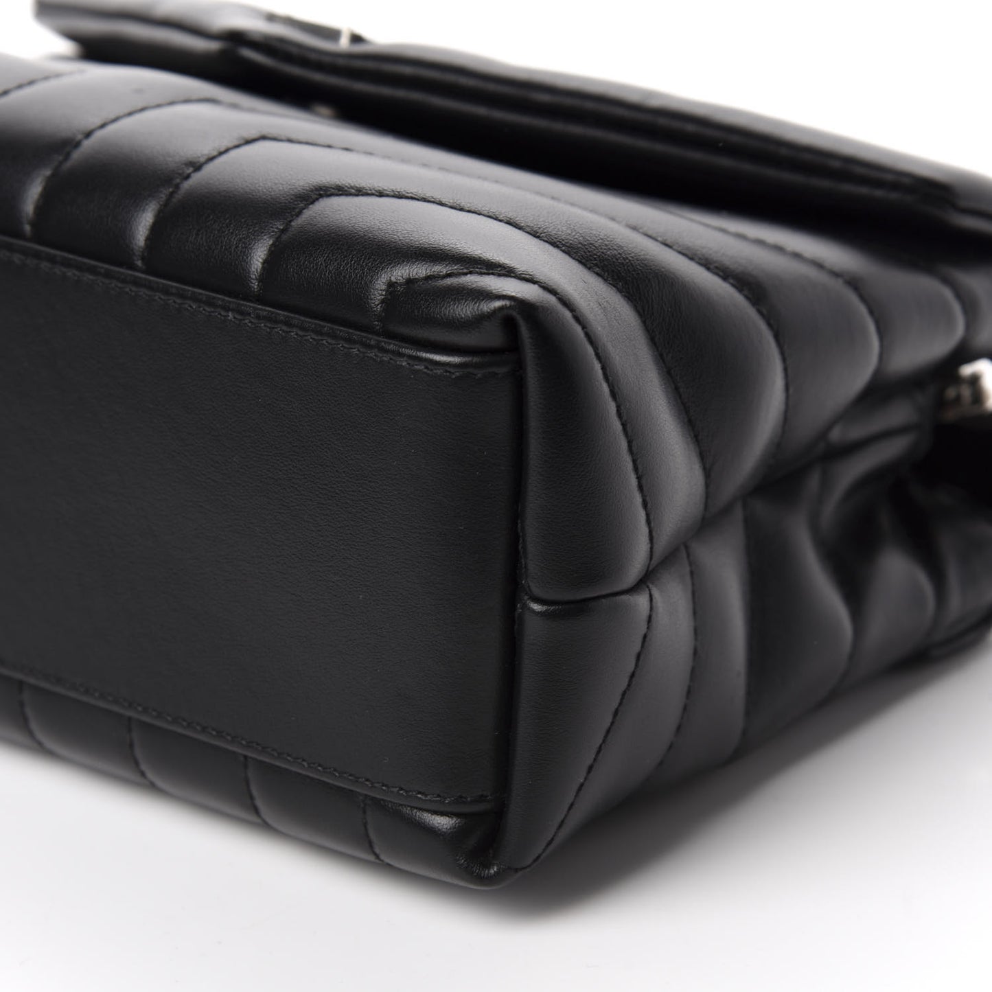 Calfskin Y Quilted Monogram Small Loulou Chain Satchel Black