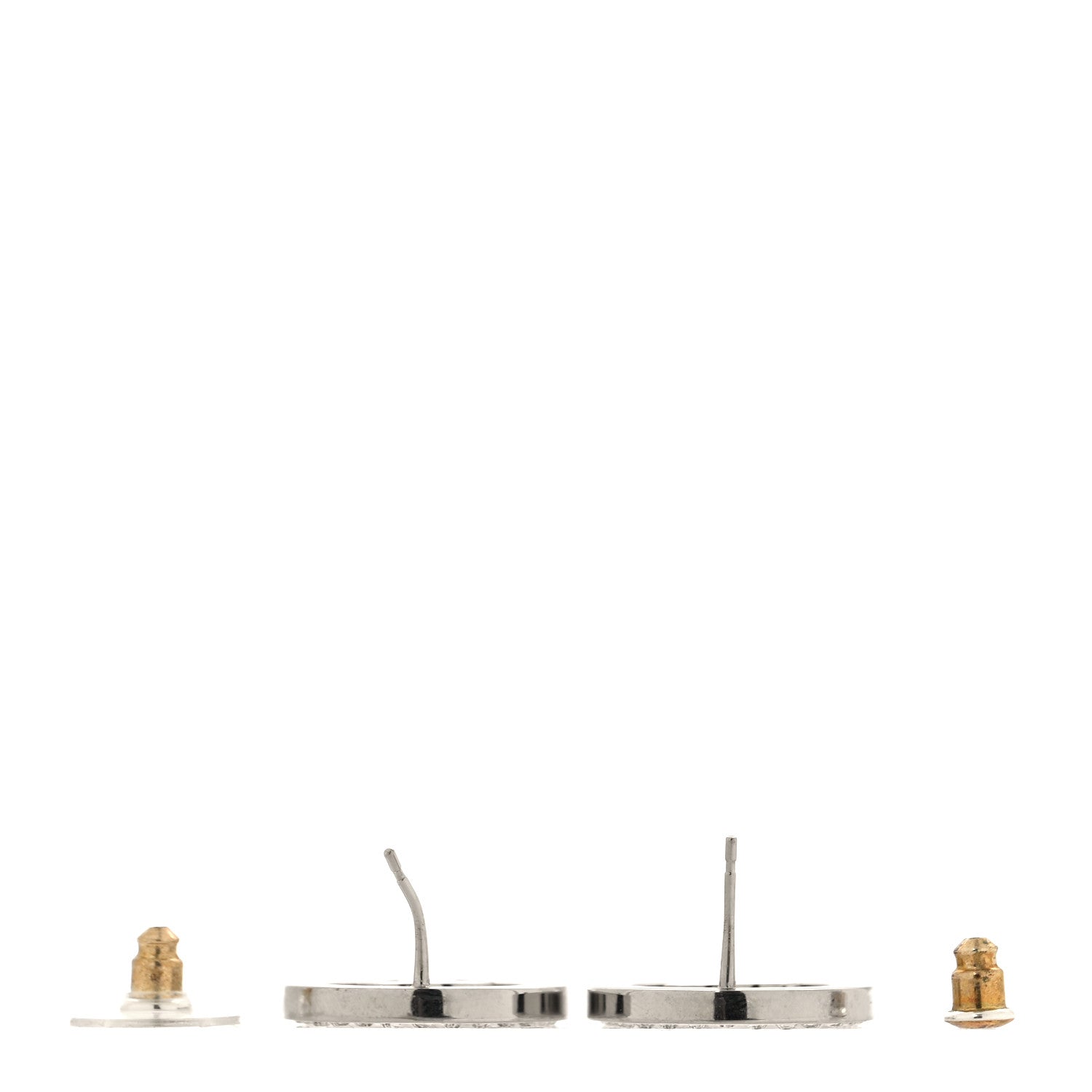 Chanel Crystal CC Round Earrings Silver 3 of 4