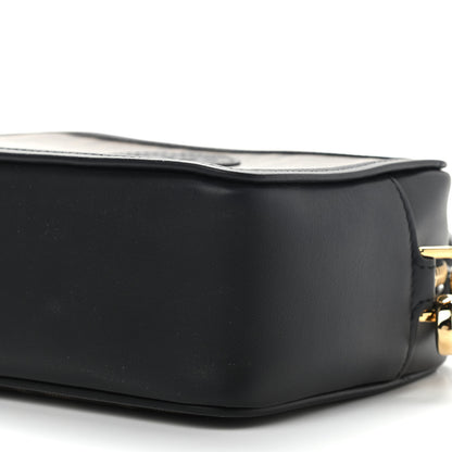 Fendi Glazed Fabric Vitello Century FF 1974 Stamp Patch Mini Camera Case Mogano Panna Black 9 of 9