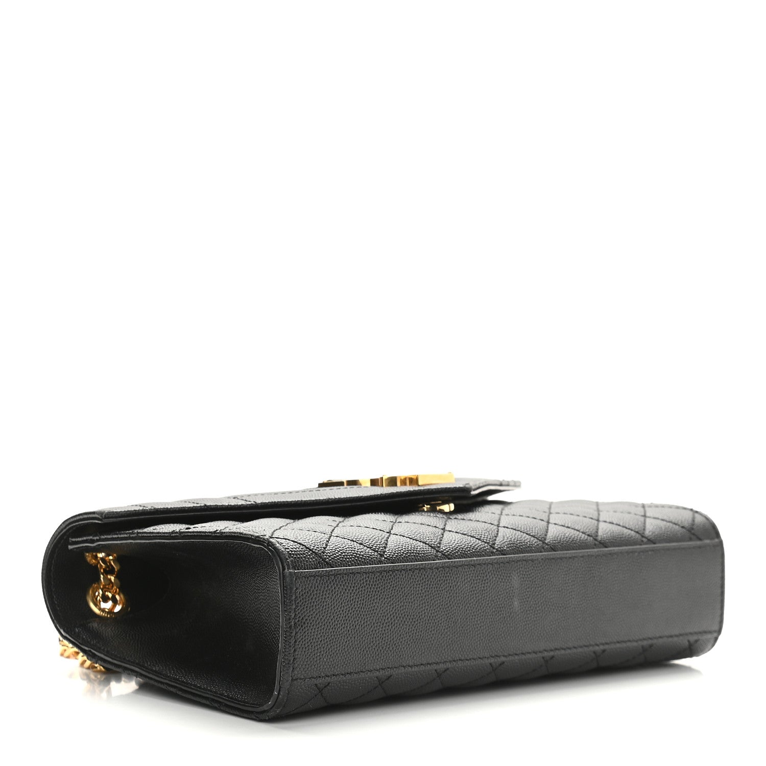 Saint Laurent Grain De Poudre Textured Mixed Matelasse Triquilt Medium Monogram Satchel Black 4 of 10