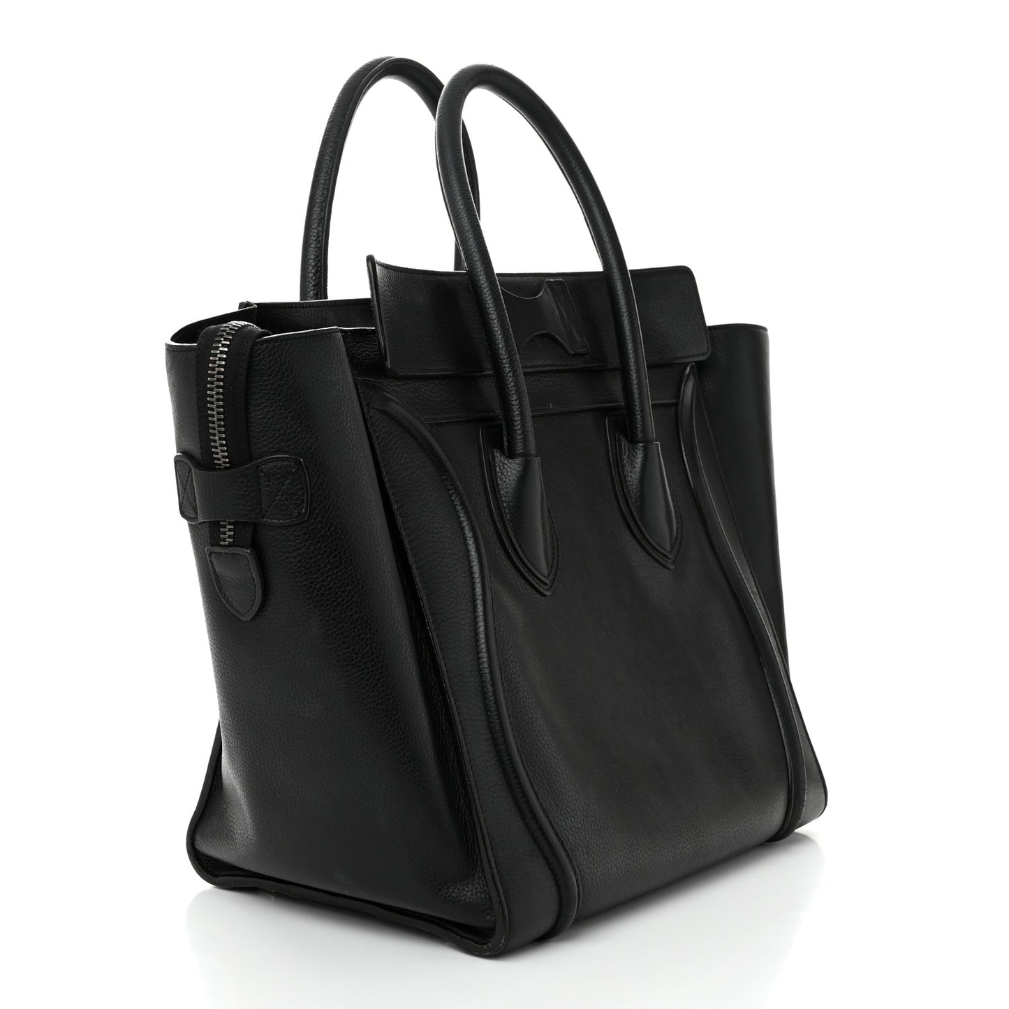 Drummed Calfskin Mini Luggage Black
