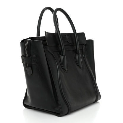 Celine Drummed Calfskin Mini Luggage Black 3 of 12