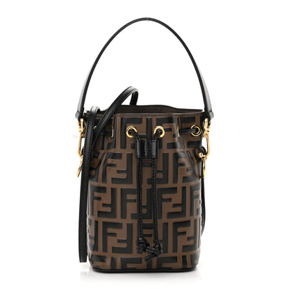 Fendi Vitello Liberty F is Fendi Bi-Color FF 1974 Embossed Mini Mon Tresor Bucket Bag Maya Black 1 of 14