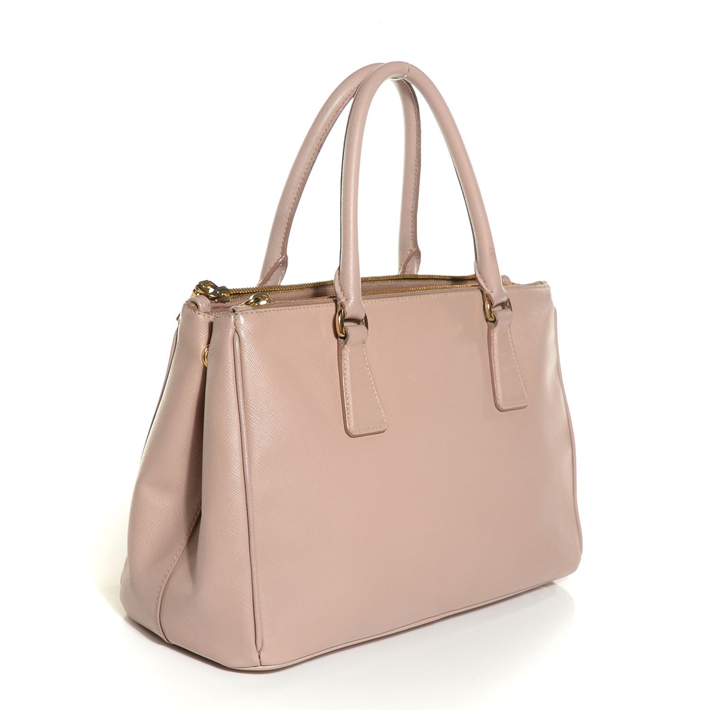 Saffiano Lux Small Double Zip Tote Cammeo