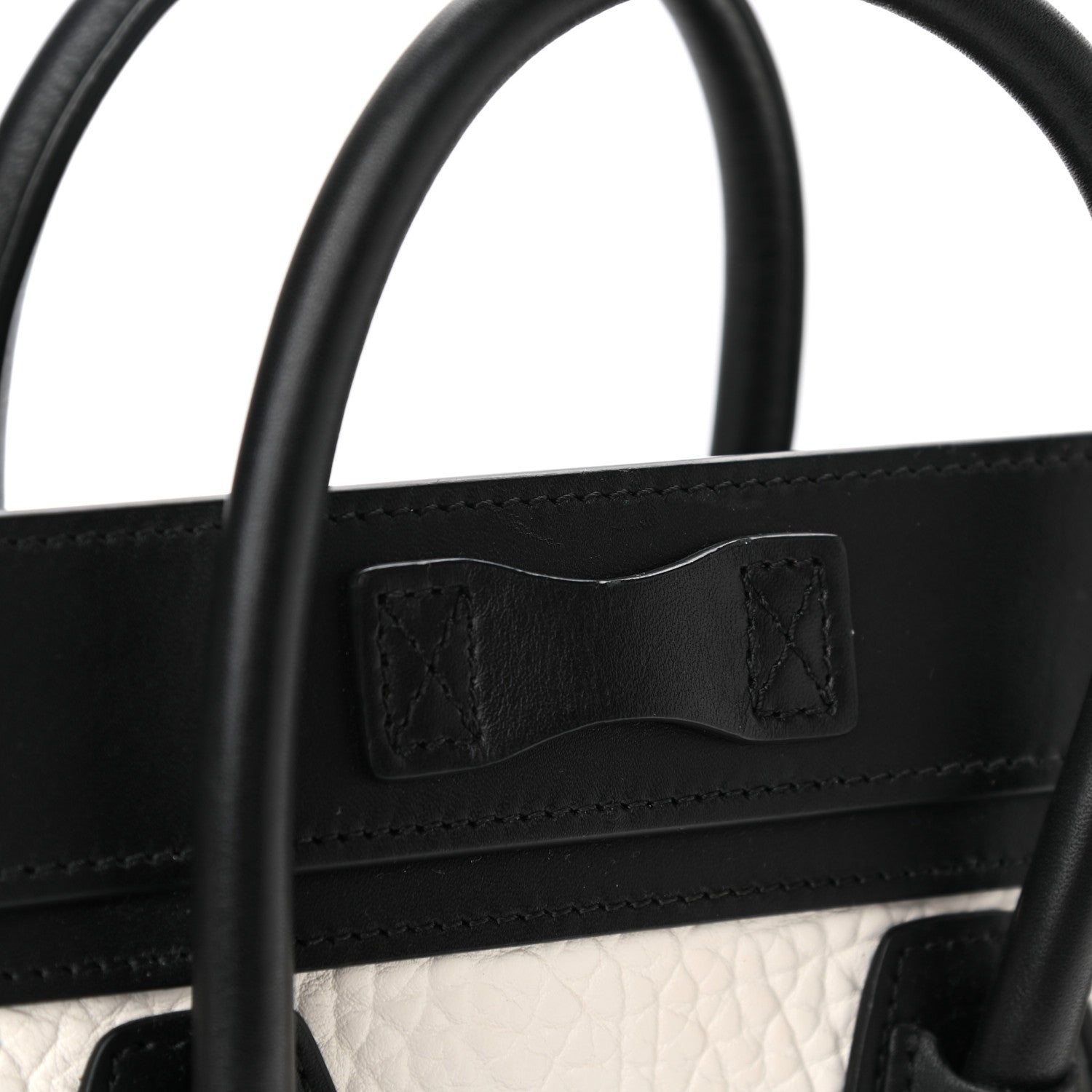 Celine Bullhide Calfskin Nubuck Bi-Color Nano Luggage Black White 12 of 13