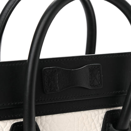 Celine Bullhide Calfskin Nubuck Bi-Color Nano Luggage Black White 12 of 13