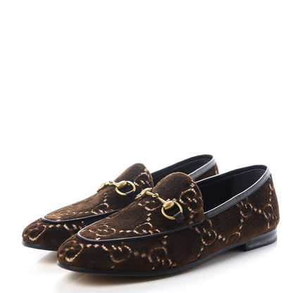Gucci Velvet GG Monogram Horsebit Womens Jordaan Loafers 35.5 Brown Black 3 of 11