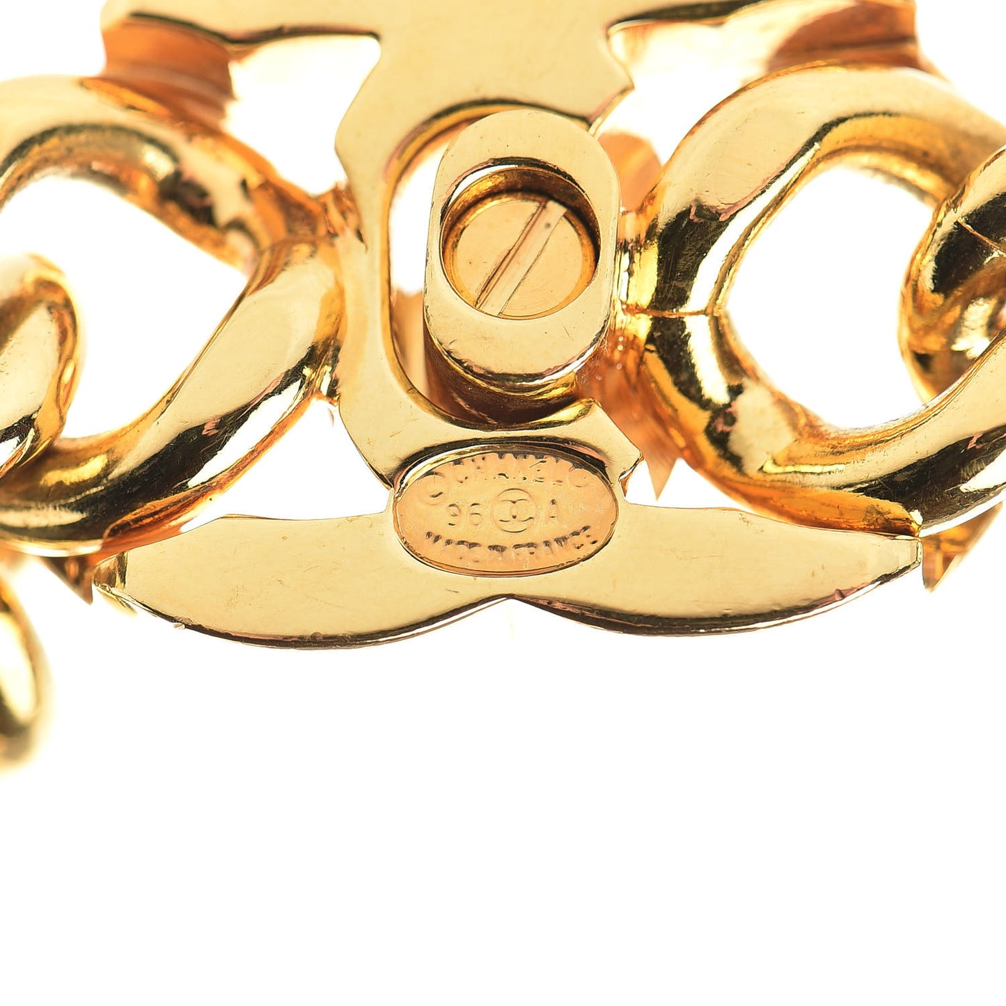 Chain Link CC Turn Lock Choker Necklace Gold