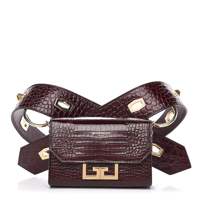 Givenchy Calfskin Crocodile Embossed Eden Belt Bag Eggplant 1 of 10