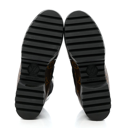 Louis Vuitton Suede Calfskin Monogram Laureate Platform Desert Boots 36 Black 5 of 9