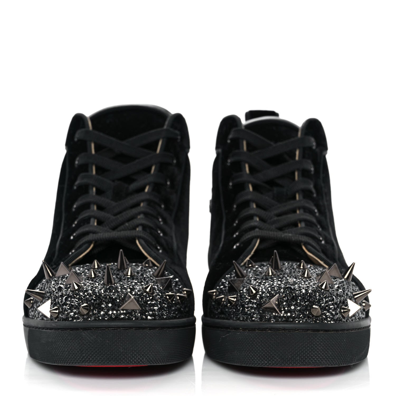 Christian Louboutin Velvet Lou Pik Pik Flat Spikes Sneakers 43 Black 2 of 7