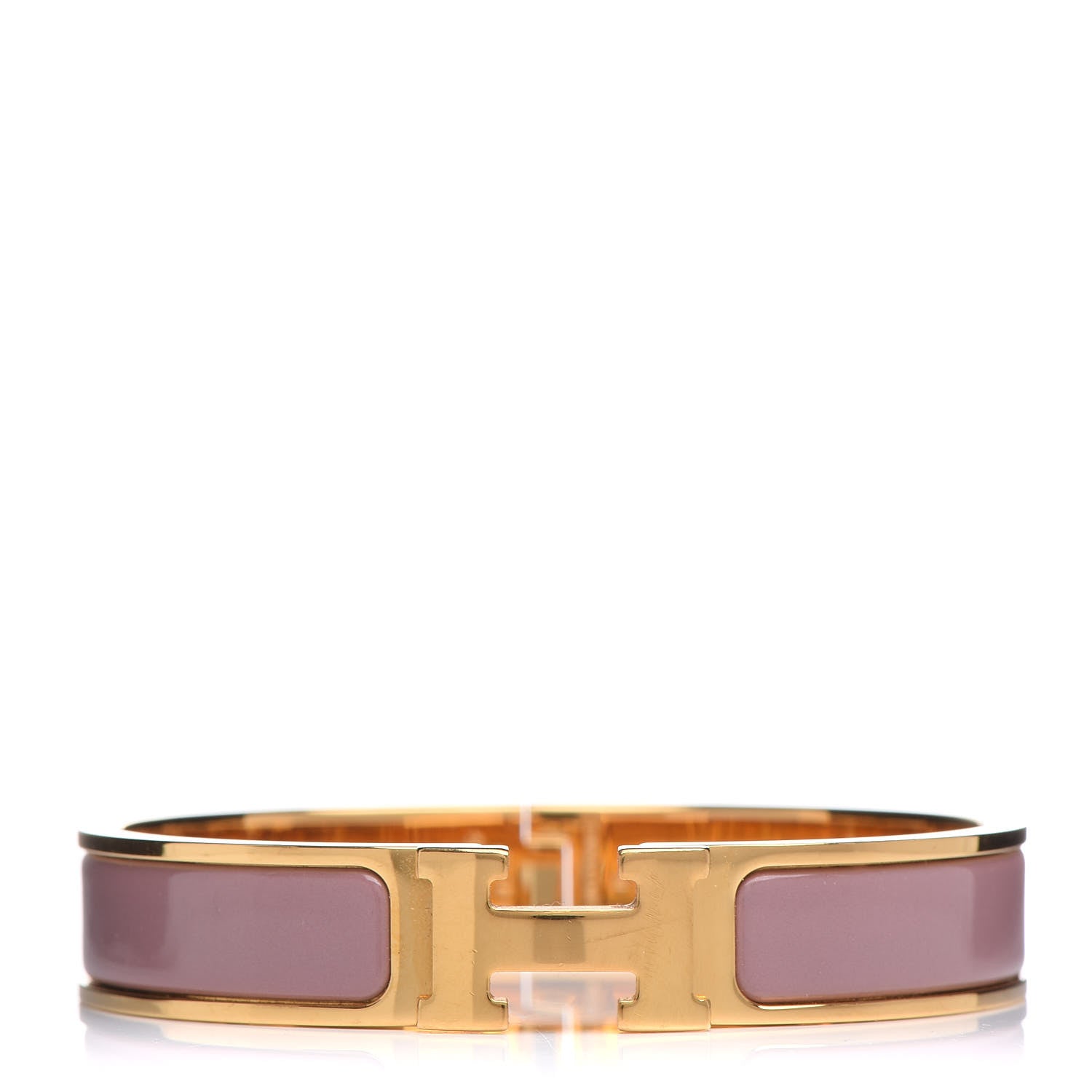 Hermes Enamel Narrow Clic Clac H Bracelet GM Bois De Rose 1 of 5
