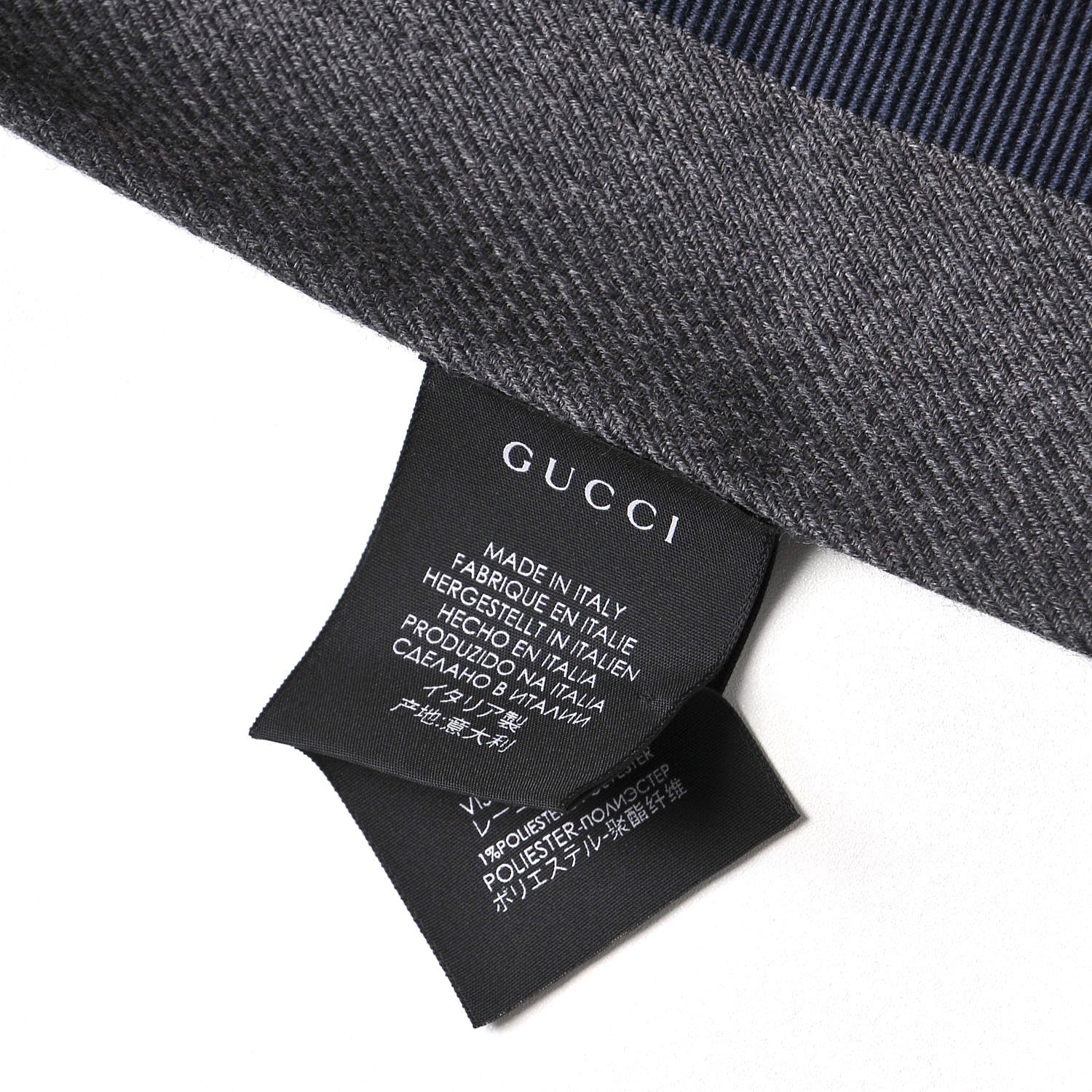 Gucci Wool Silk Web Bee Scarf Grey 6 of 6