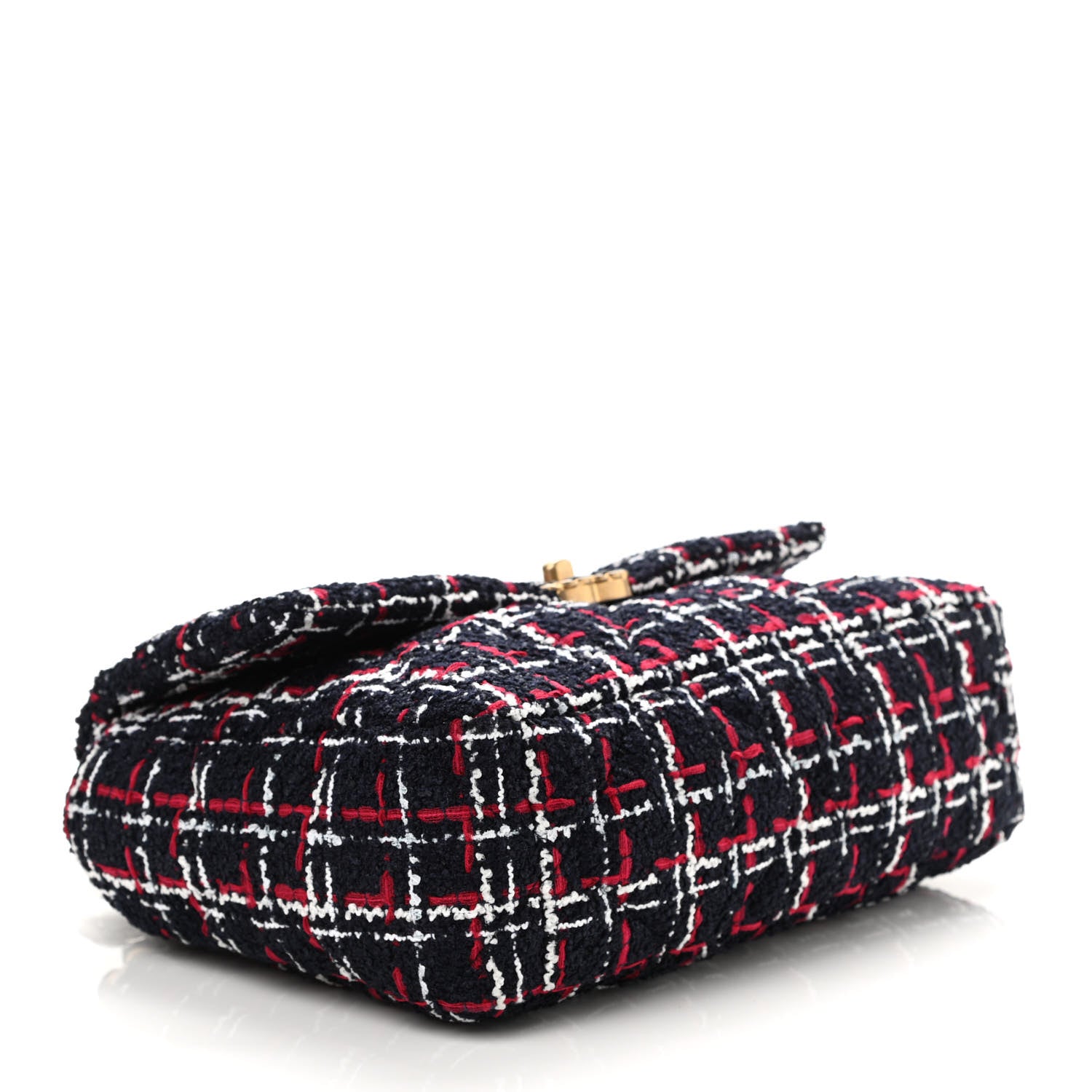 Chanel Tweed Quilted Large Chanel 19 Flap Navy Blue White Red 4 of 11