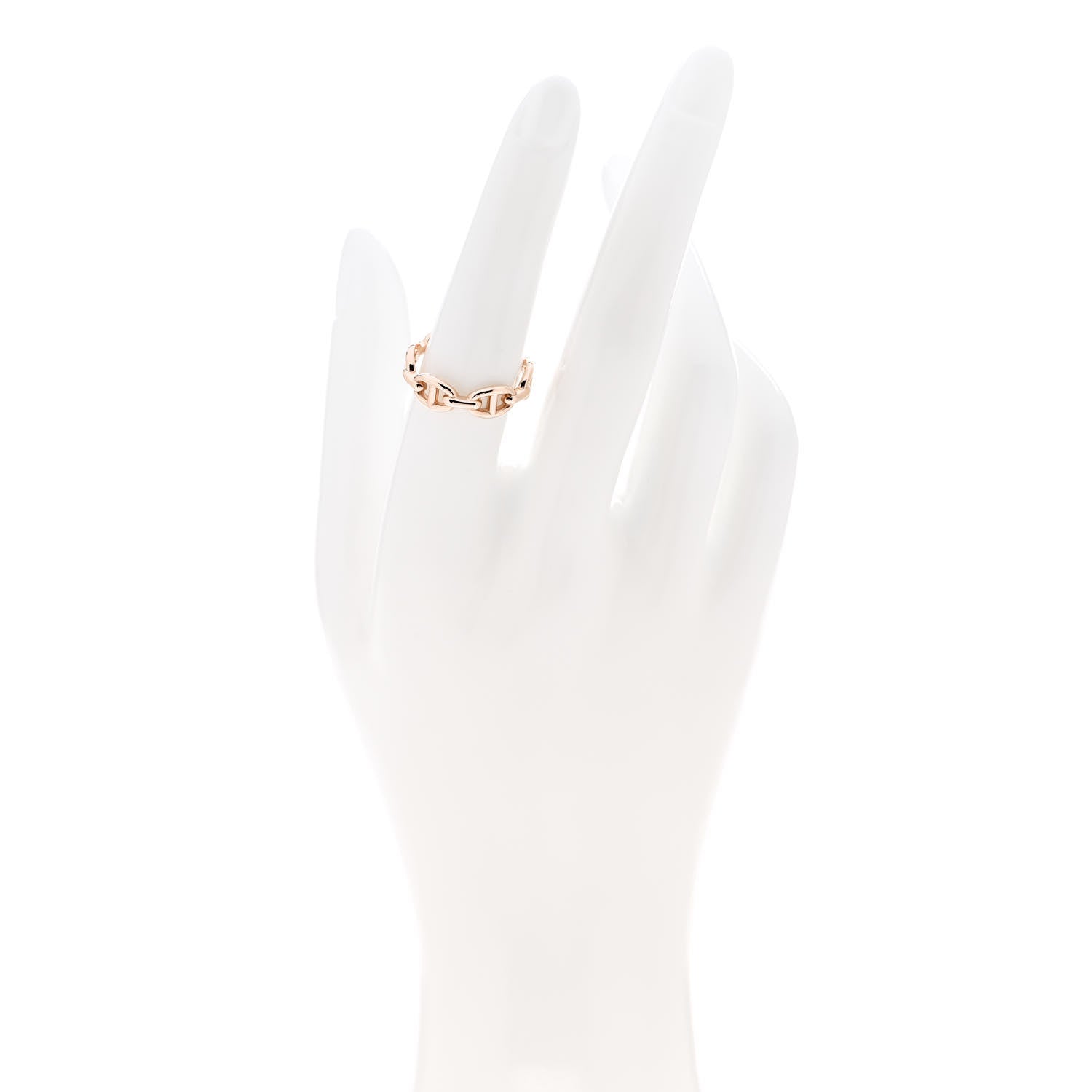 Hermes 18K Rose Gold PM Chaine d'Ancre Enchainee Ring 55 7.25 2 of 7