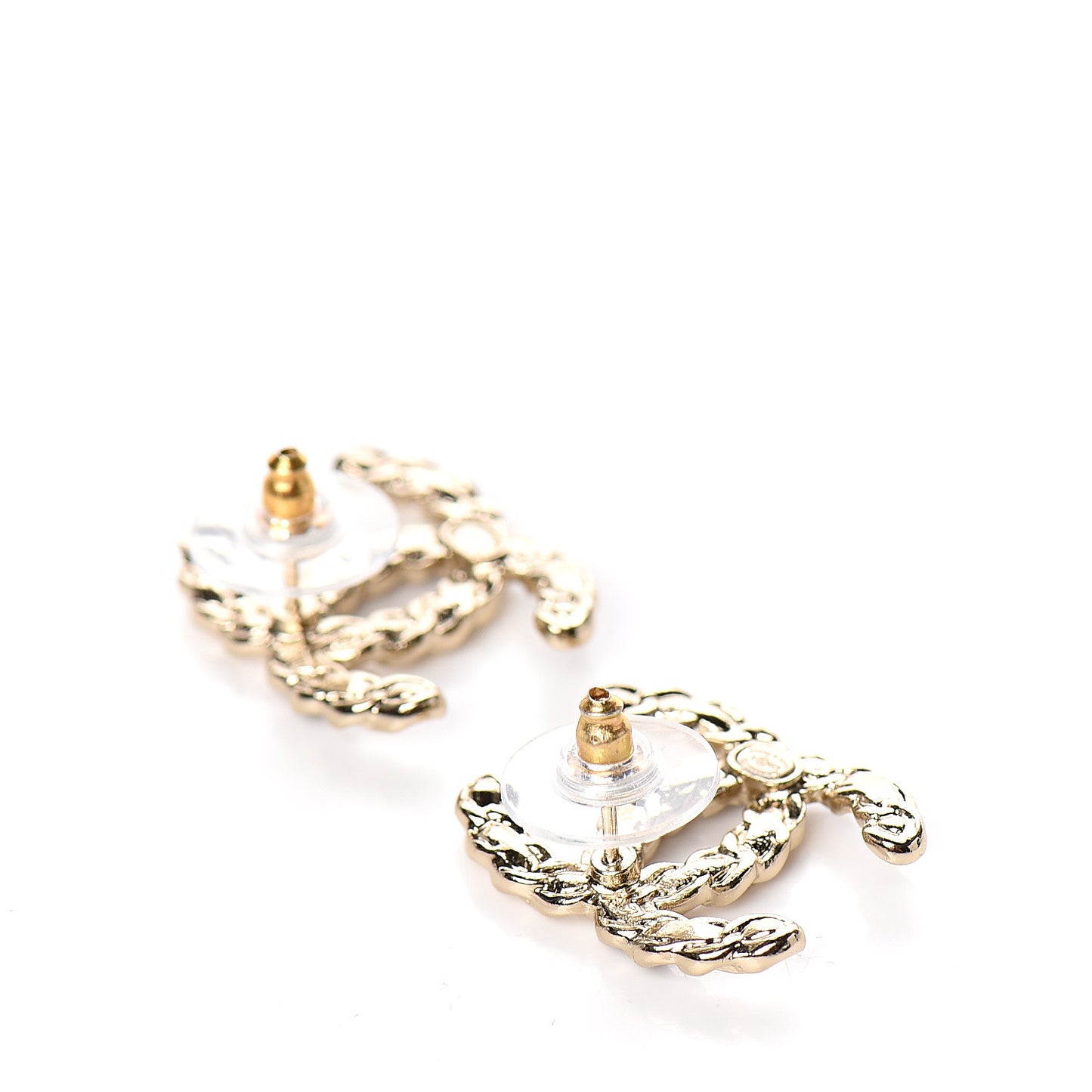Enamel Metal Chain French New Wave CC Earrings Black Gold