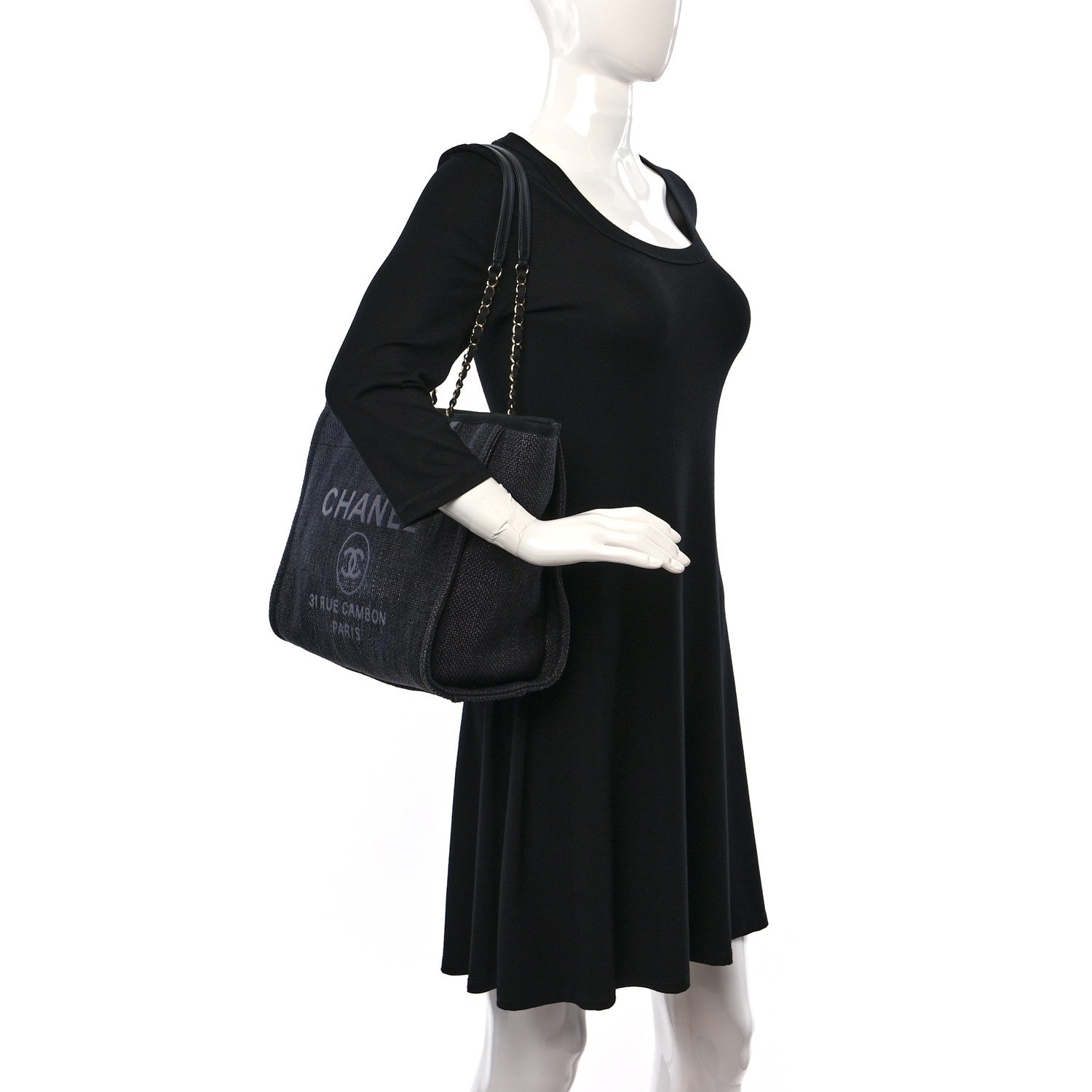 Chanel Woven Straw Raffia Small Deauville Tote Black 2 of 12