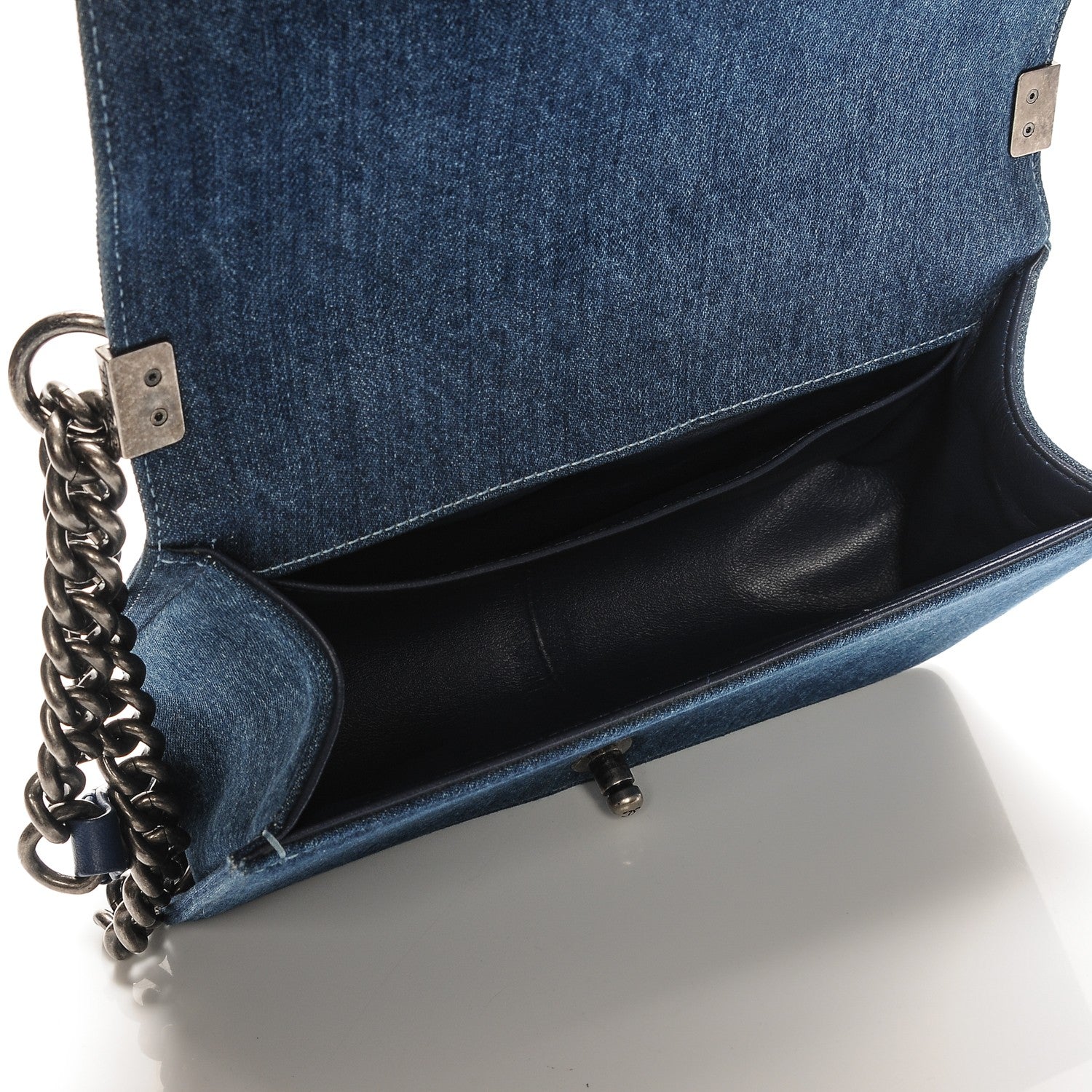 Chanel Tweed Denim Medium Boy Flap Dark Blue 5 of 7