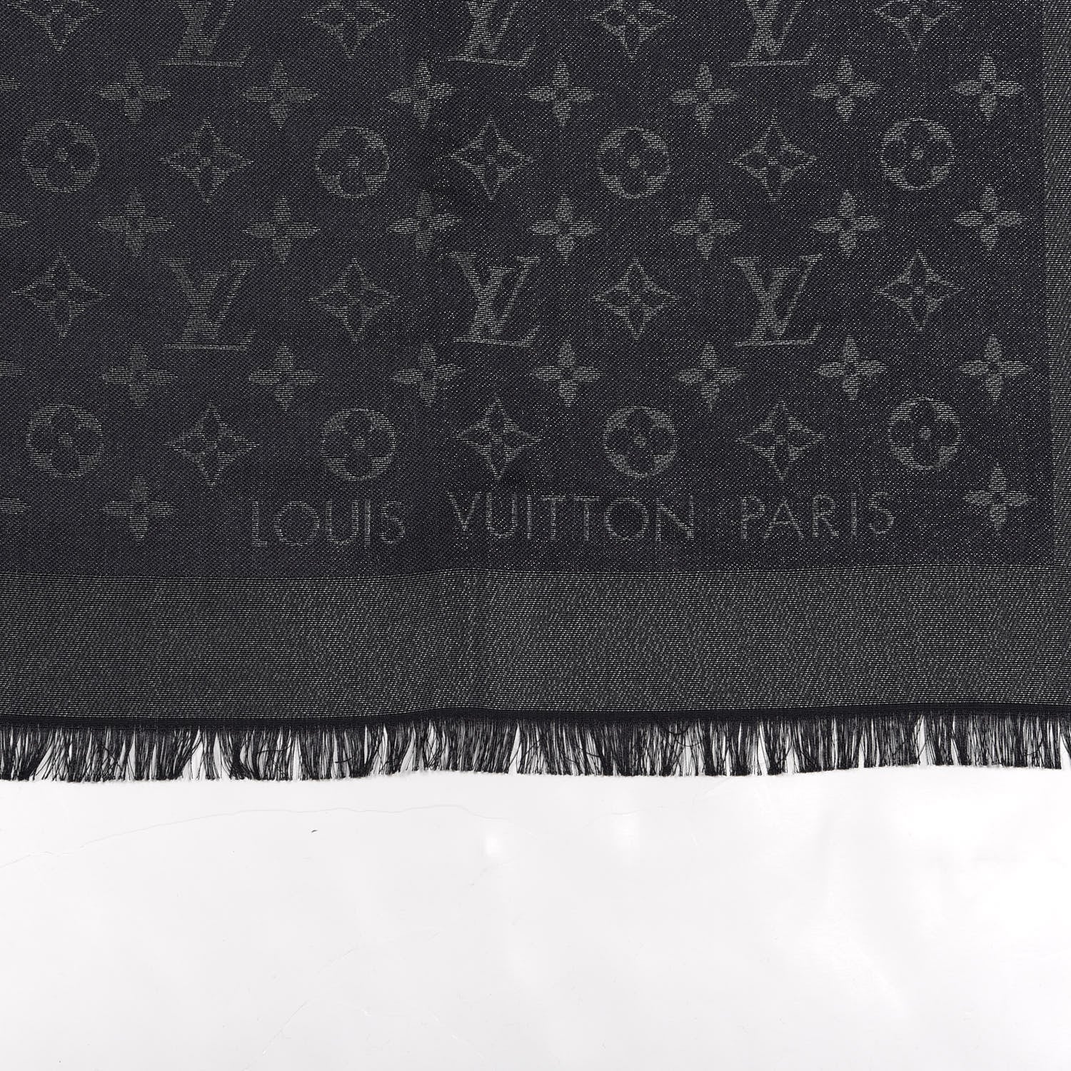 Louis Vuitton Silk Wool Monogram Denim Shawl Black 2 of 4