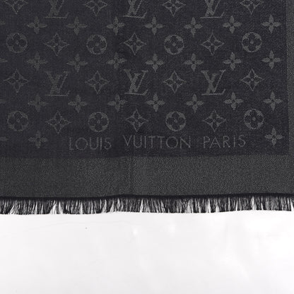 Louis Vuitton Silk Wool Monogram Denim Shawl Black 2 of 4