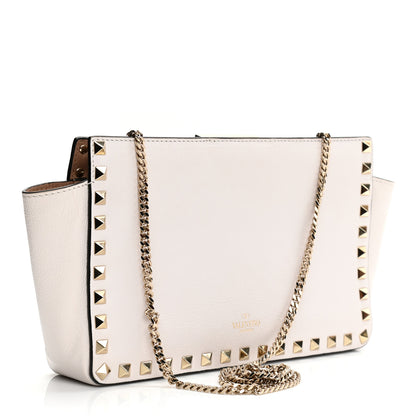 Valentino Garavani Vitello Rockstud Chain Clutch White 3 of 9