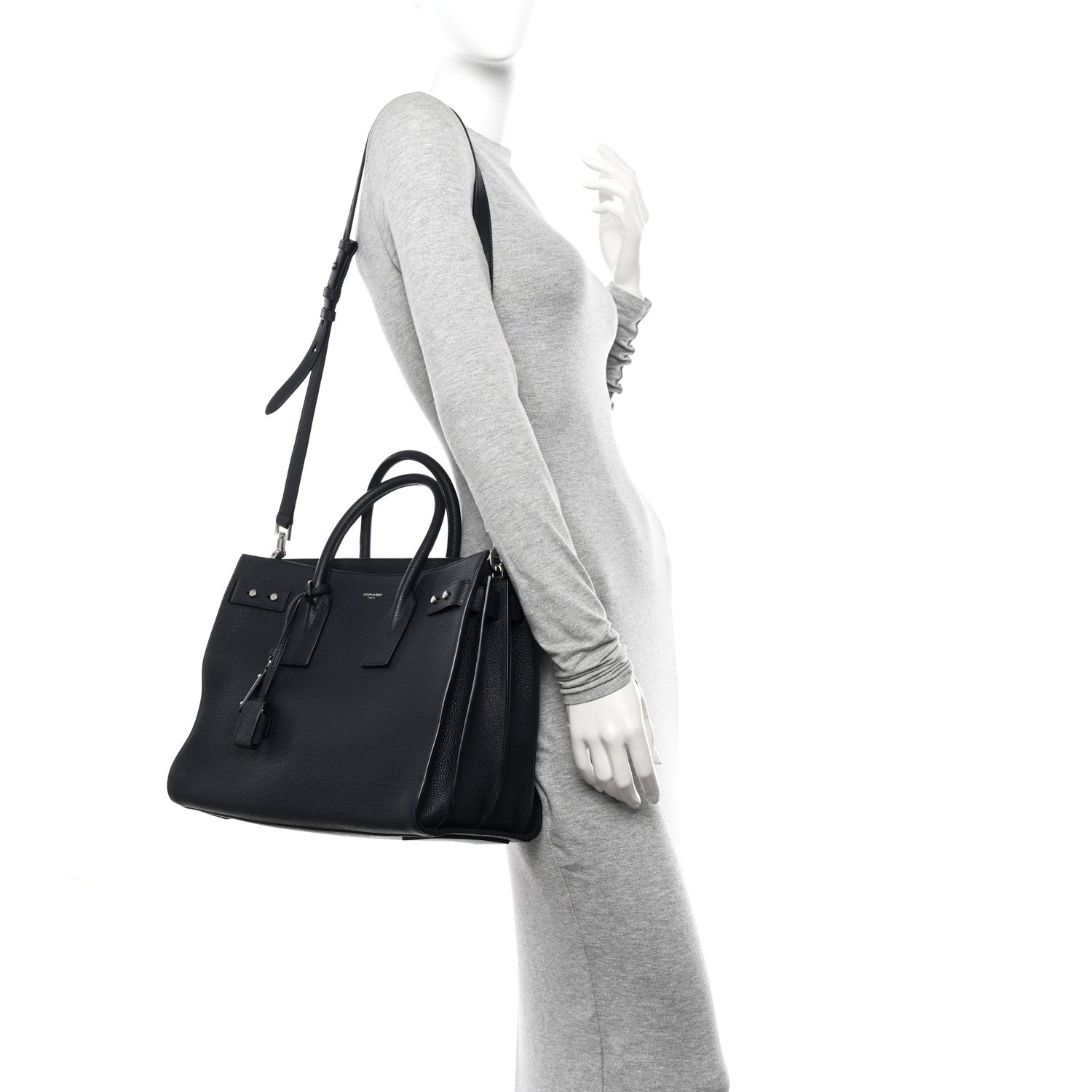 Saint Laurent Grained Calfskin Medium Souple Sac De Jour Navy 2 of 11