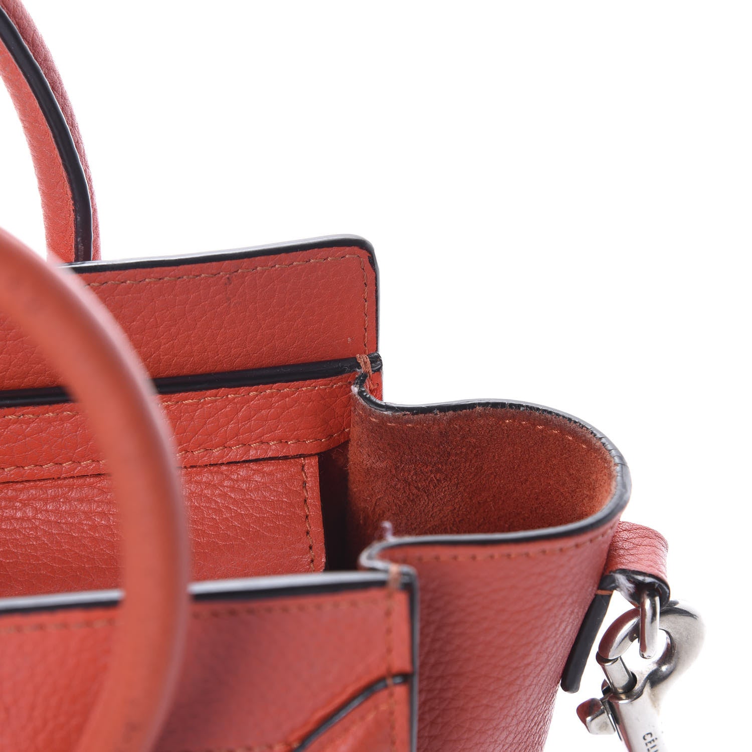 Celine Drummed Calfskin Nano Luggage Vermillion 10 of 15