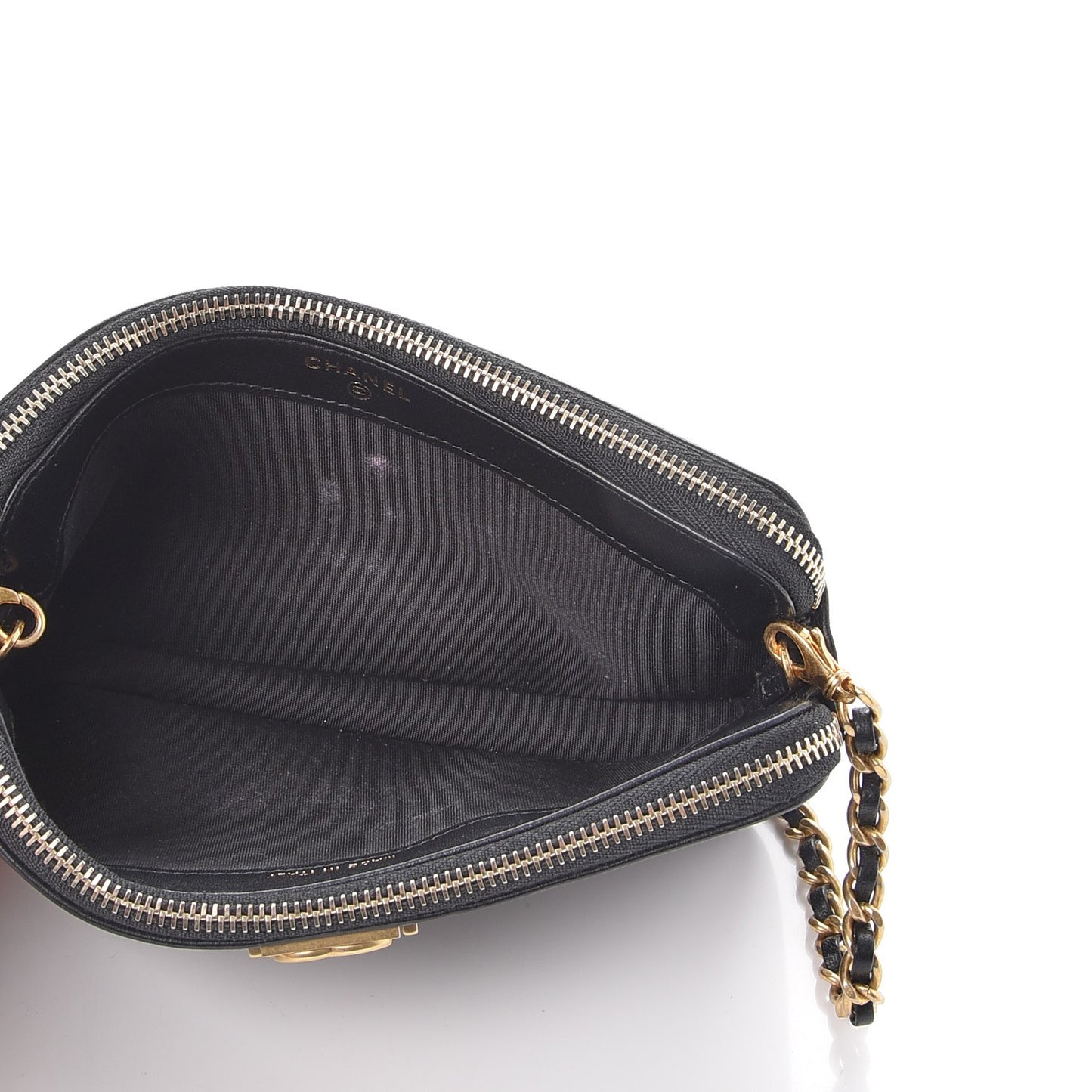 Lambskin Quilted Small Boy Clutch With Chain Black