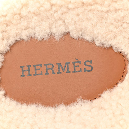 Hermes Suede Goatskin Woolskin Womens Chypre Sandals 40 Naturel Ecru 9 of 11