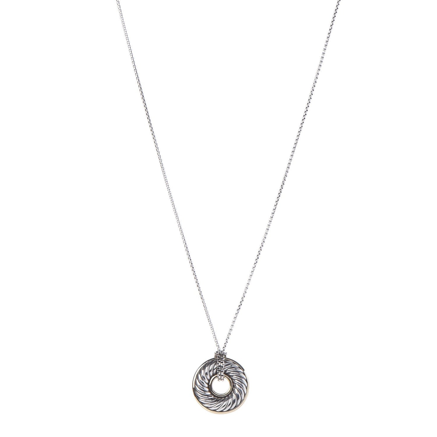 Sterling Silver 18K Yellow Gold 19mm Cable Disc Necklace