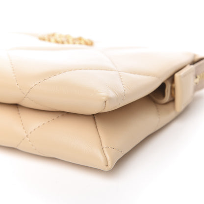 Chanel Shiny Goatskin Quilted 19 Small Pouch With Handle Beige 9 of 11