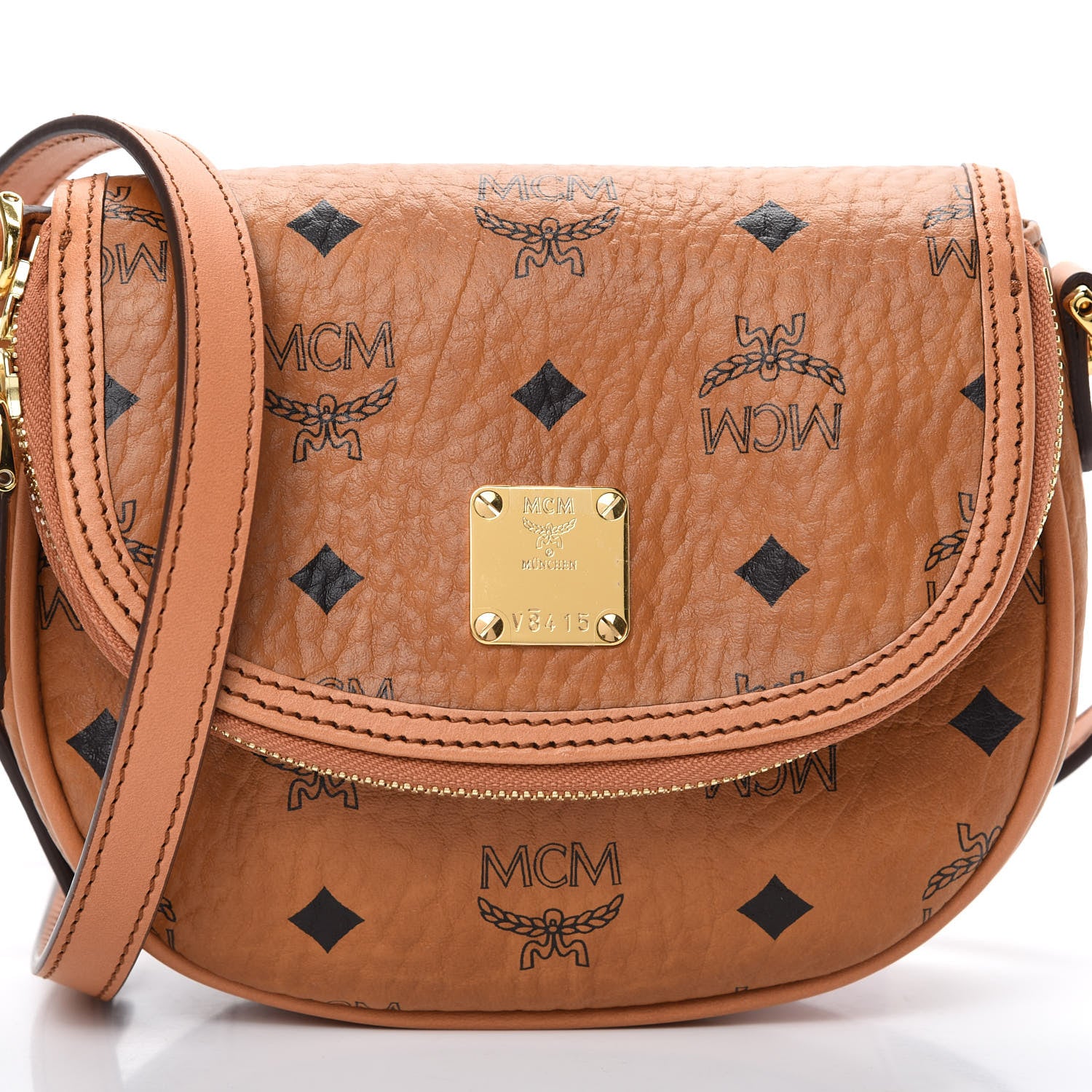 MCM Visetos Mini Heritage Crossbody Cognac 8 of 12