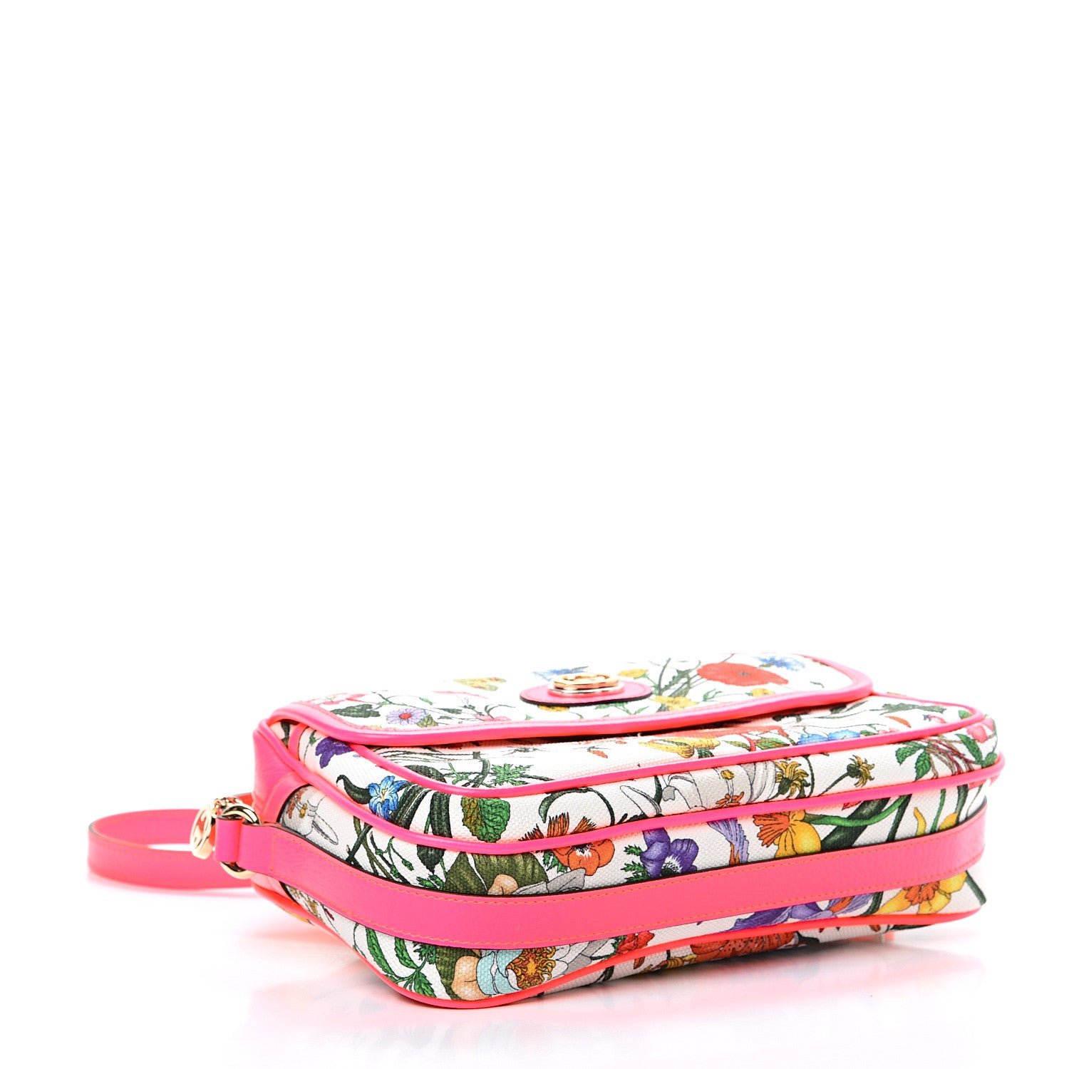 Gucci Canvas Flora Floral Shoulder Bag White Fuchsia Fluo 3 of 11