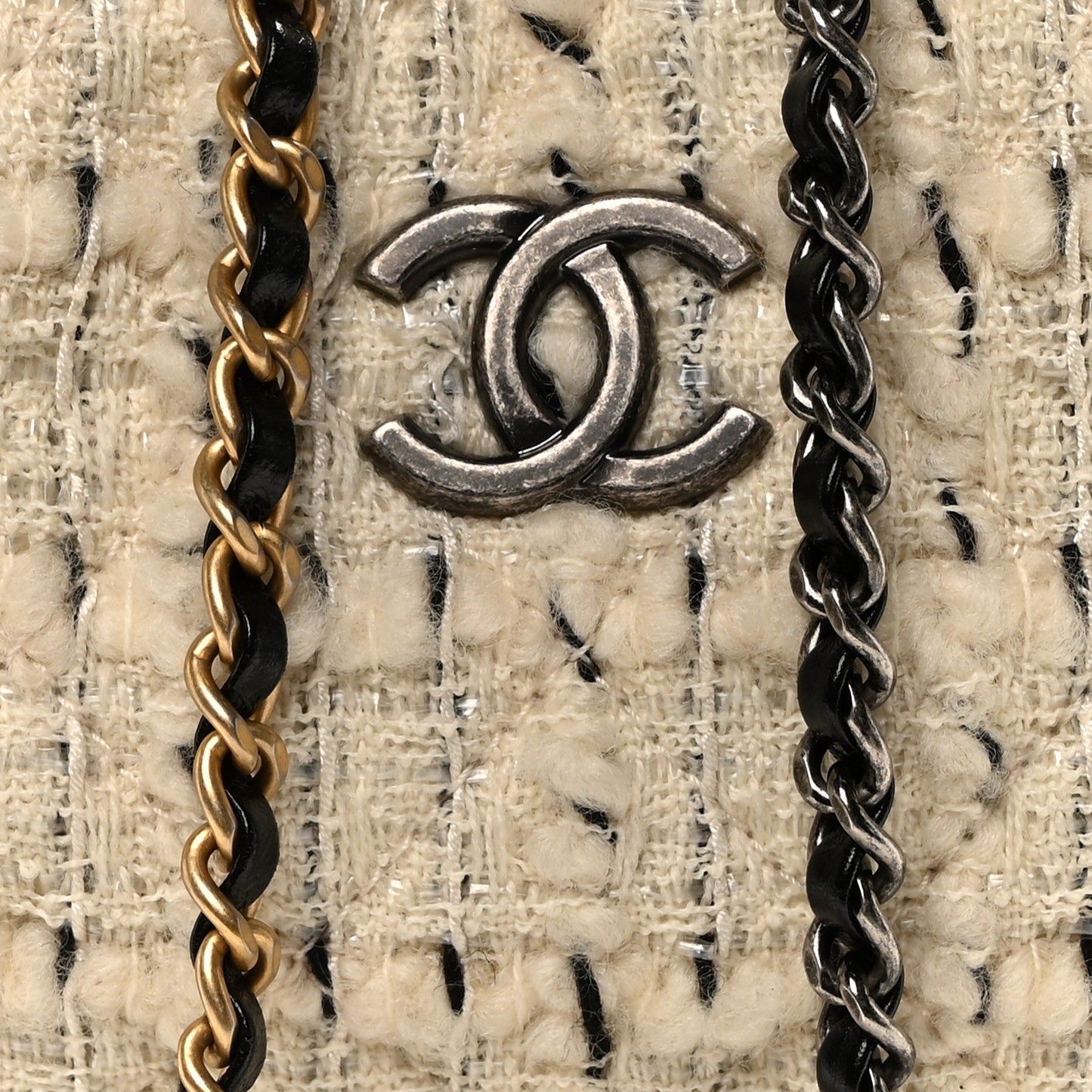 Tweed Calfskin Quilted Gabrielle Backpack Ivory
