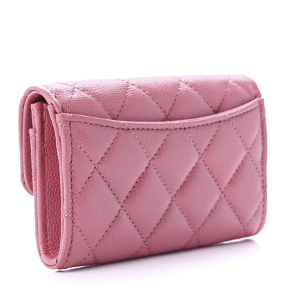 Chanel Caviar Quilted Flap Card Holder Wallet Pink 2 of 10