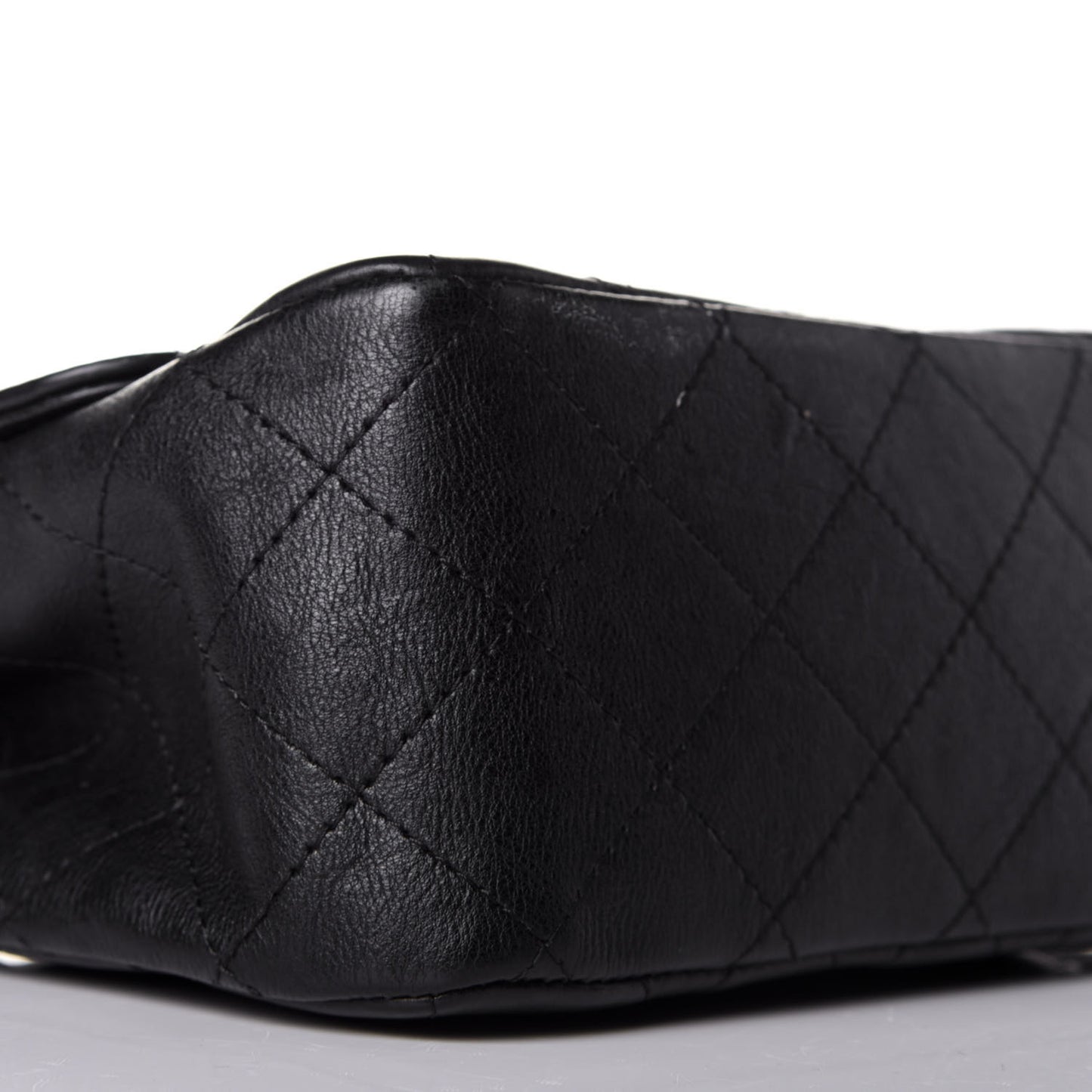 Crumpled Calfskin Quilted Mini Square Flap So Black