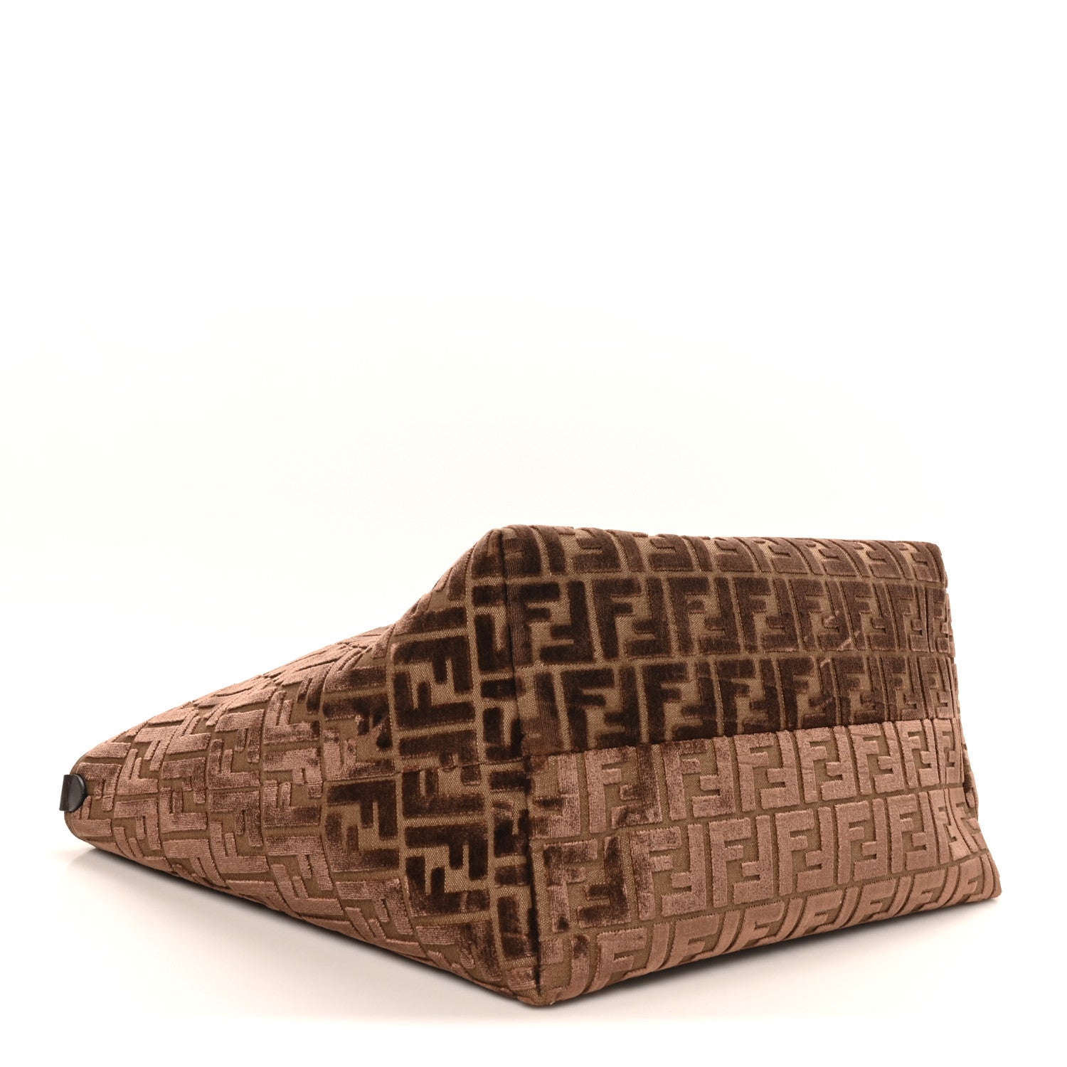 Fendi Velluto Jacquard Vitello Grace FF Large Reversible Shopping Tote Chocolate 4 of 10