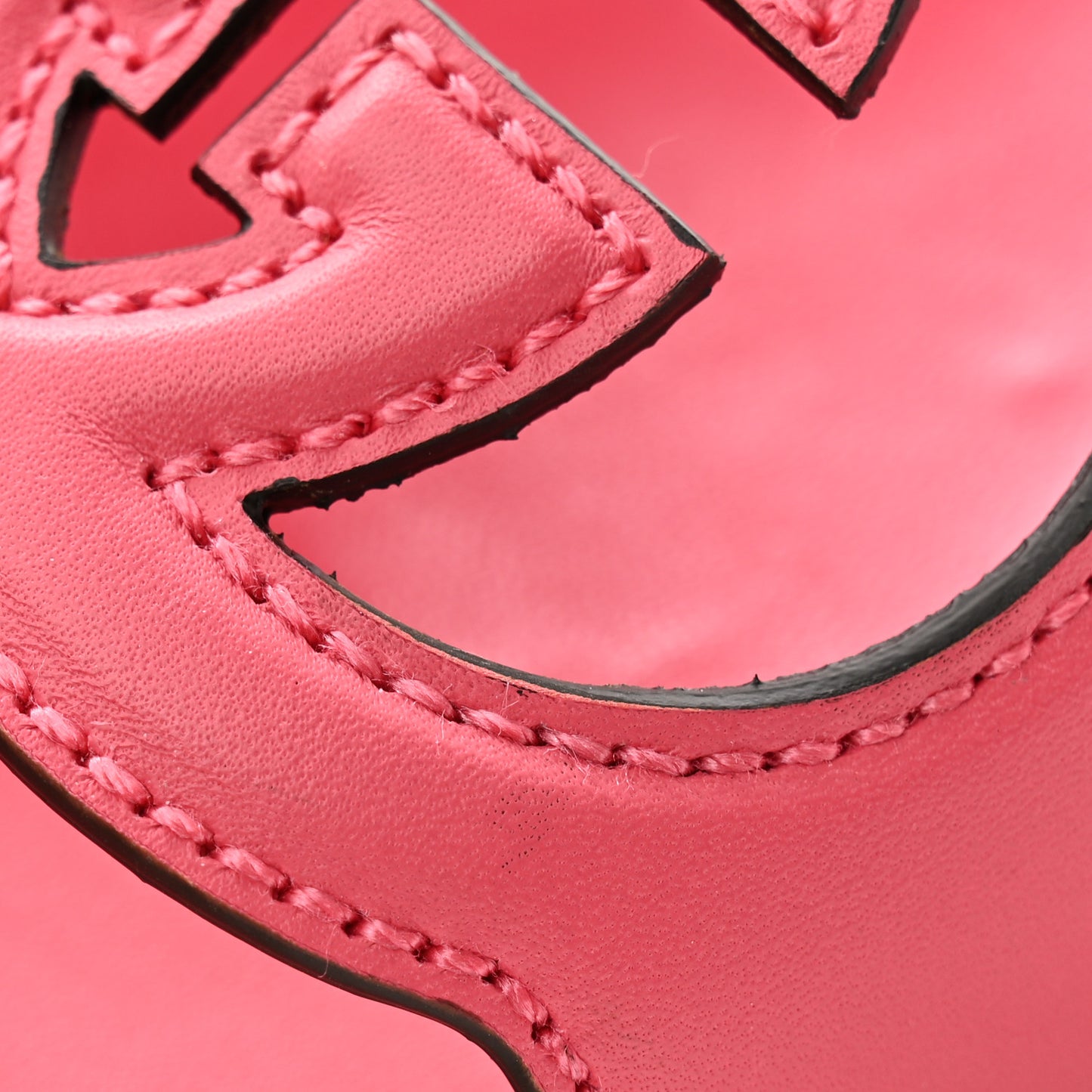 Cosmos Softy Calfskin Interlocking G Cut Out Slide Sandals 37.5 Rhodamine Pink