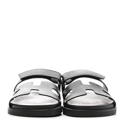 Hermes Calfskin Womens Chypre Sandals 37.5 Black 2 of 8