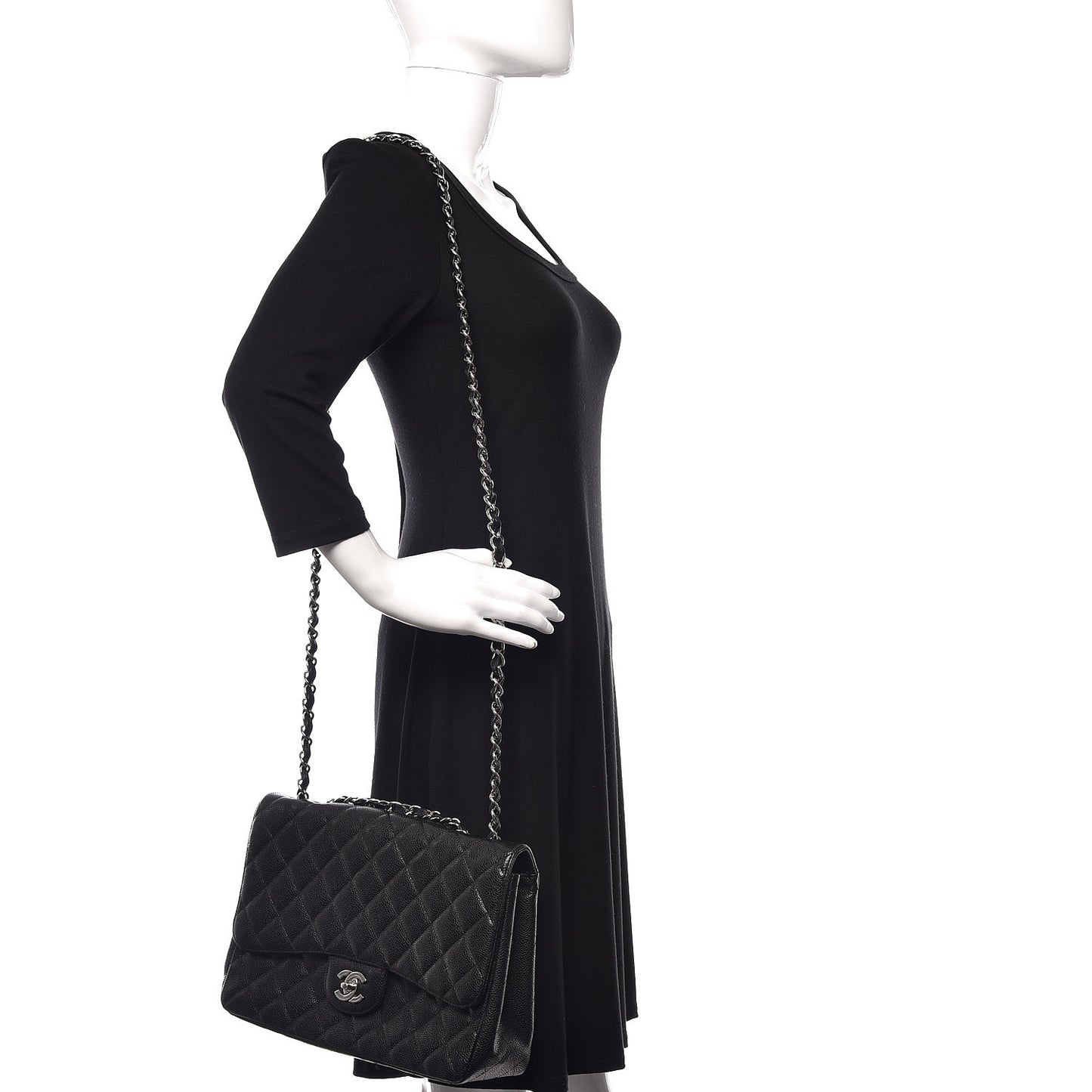 Caviar Quilted Jumbo Single Flap Black
