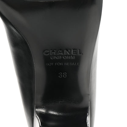Chanel Lambskin Cap Toe CC Uniform Pumps 38 Black 7 of 9