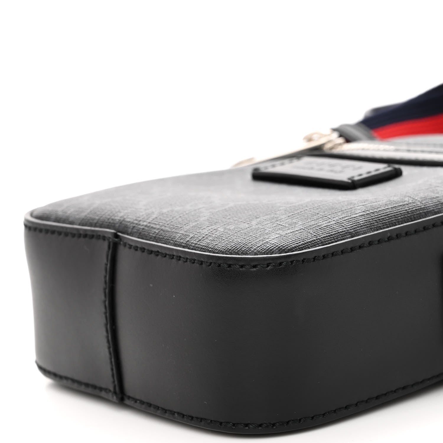 Gucci GG Supreme Monogram Appia Calfskin Web Small Camera Messenger Bag Black Grey 10 of 10