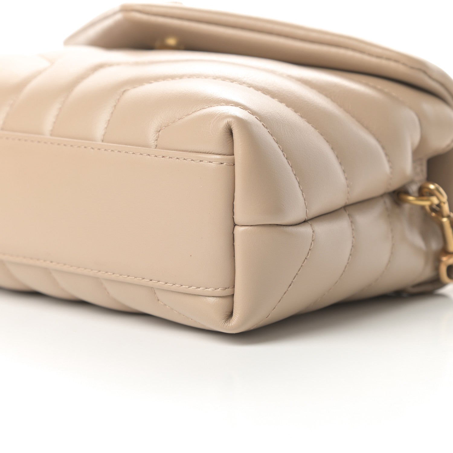 Saint Laurent Calfskin Y Quilted Monogram Toy Loulou Crossbody Bag Dark Beige 10 of 11