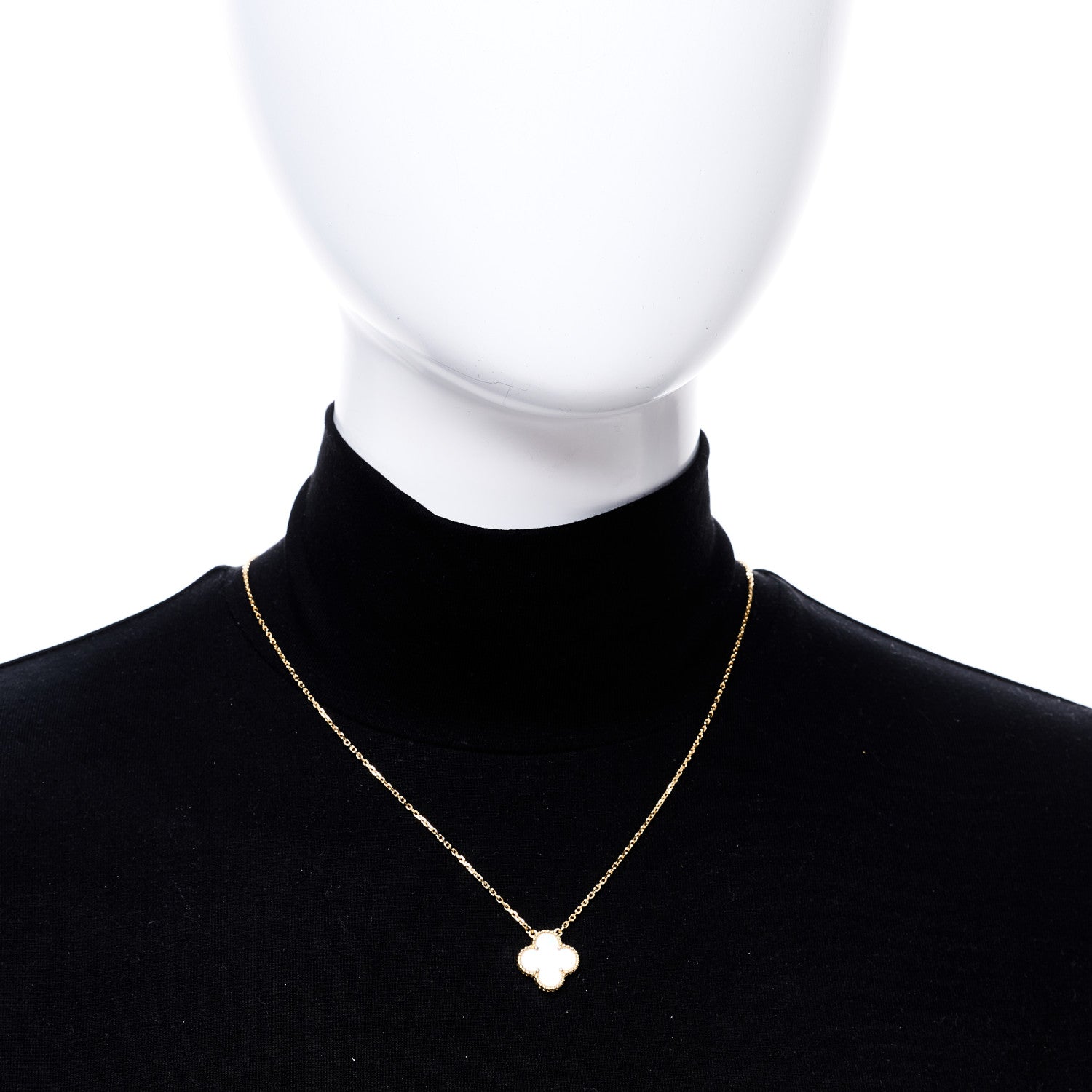 Van Cleef & Arpels 18K Yellow Gold Mother of Pearl Vintage Alhambra Pendant Necklace 2 of 5
